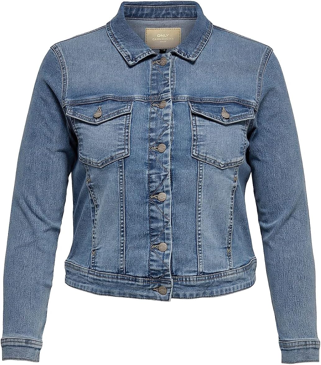 Detalle de ONLY CARMAKOMA Damen Carwespa LS Jacket – Light Blue (Noos)