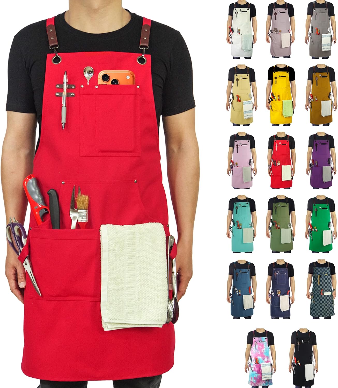 Thumbnail 5 de Stenffy Kitchen Apron: Cotton Canvas, Adjustable Cross Back, Universal Size