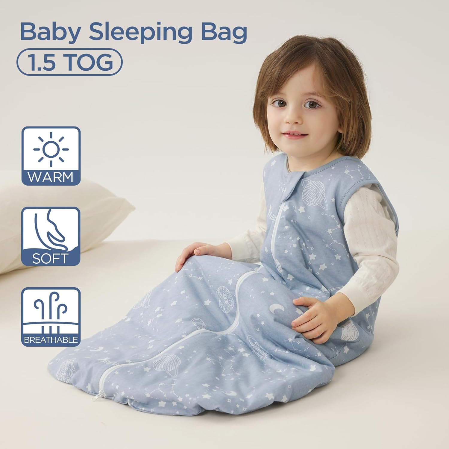 Thumbnail 1 de Duomiaomiao Baby Sleeping Bag 1.5 Tog – 100% Cotton Sleep Sack (18-36m)