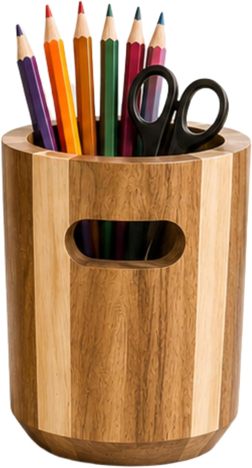Detalle 2 de AYAMAX AYA00211 Acacia Wood Utensil Holder, Small, 360° Rotating