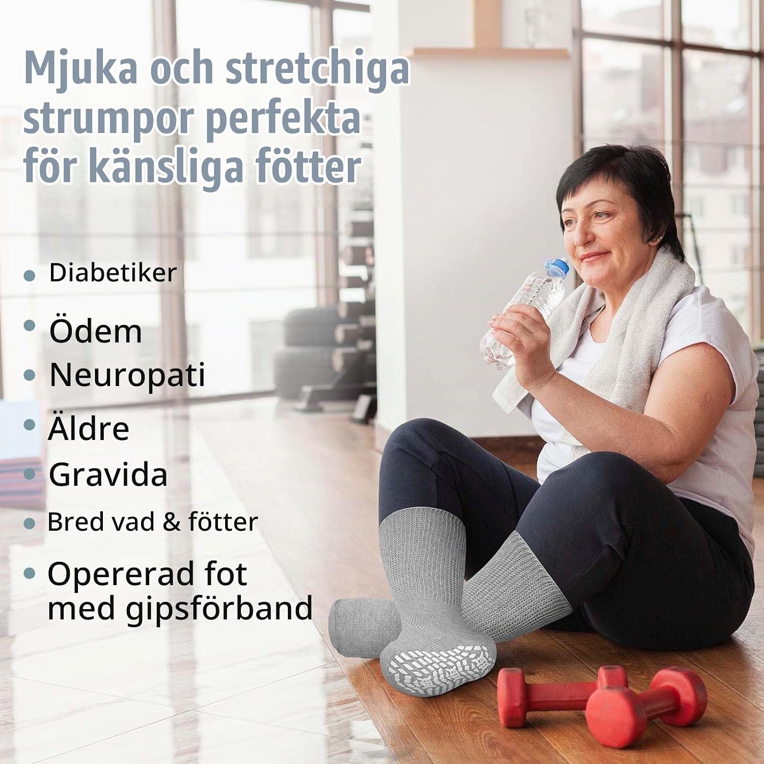 Detalle de ZFSOCK diabetessockor med ABS-grepp, extra bred bomull och utan resår