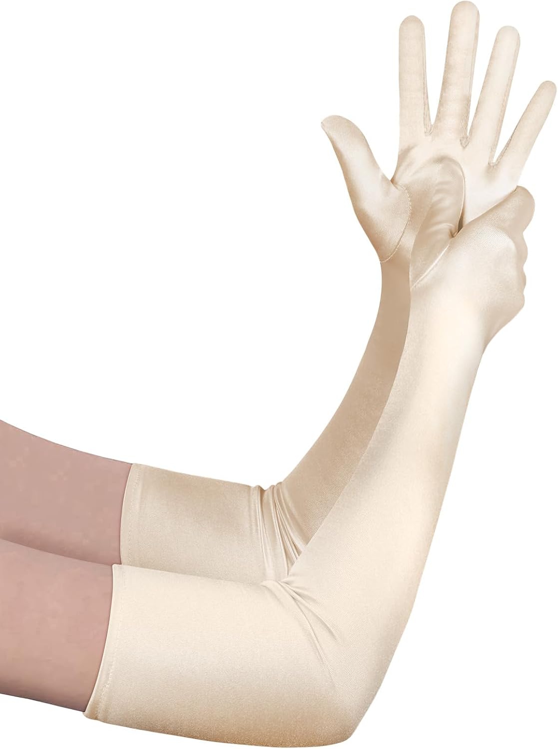 Detalle de Aomig långa satinhandskar i stretchsatin, svarta och 54 cm