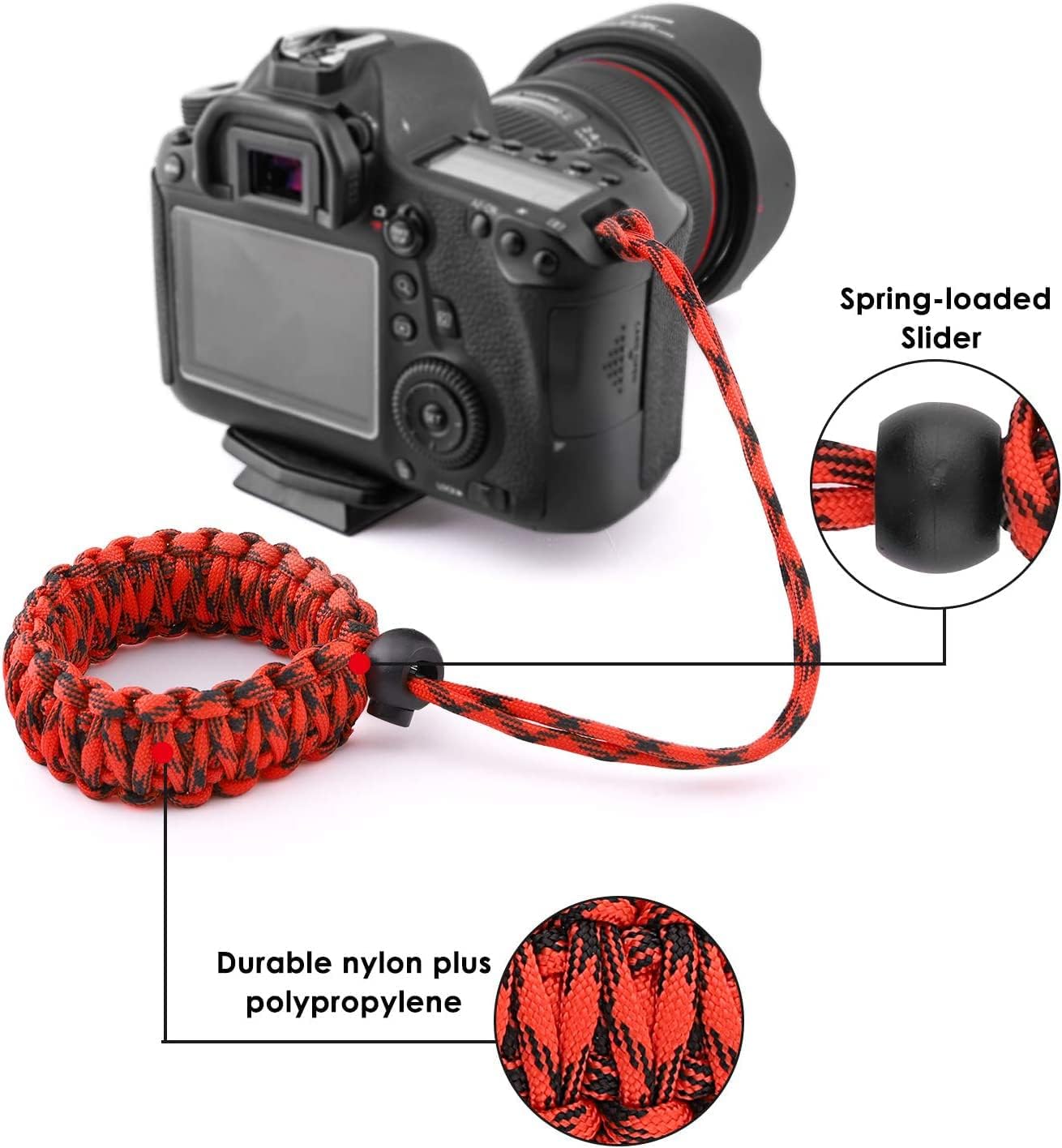 Thumbnail 2 de MoKo DSLR/DSLM Handschlaufe aus Paracord & Nylon – Kameraband für Nikon, Sony, Fuji, GoPro & mehr