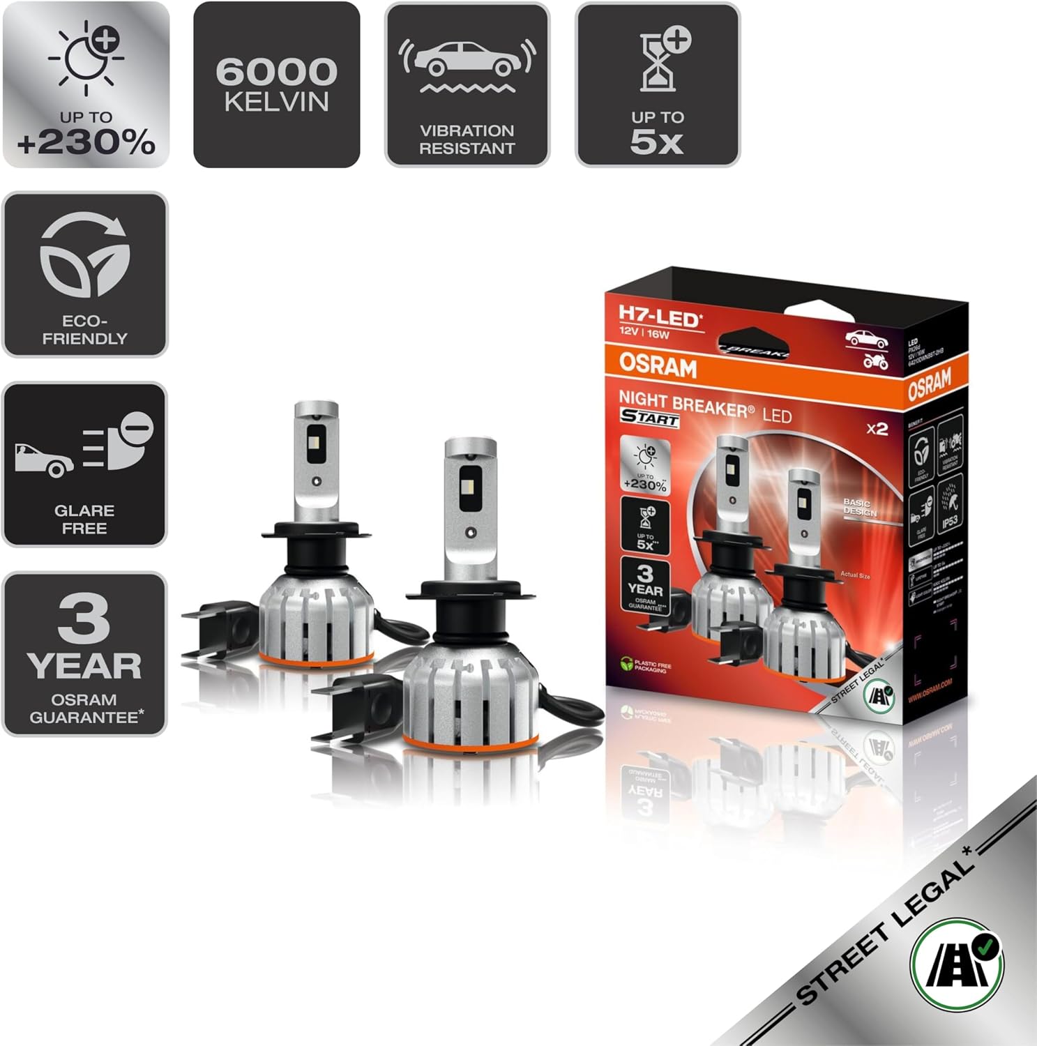 Thumbnail 2 de Osram NIGHT BREAKER LED START H7 : feux LED homologués pour route et croisement