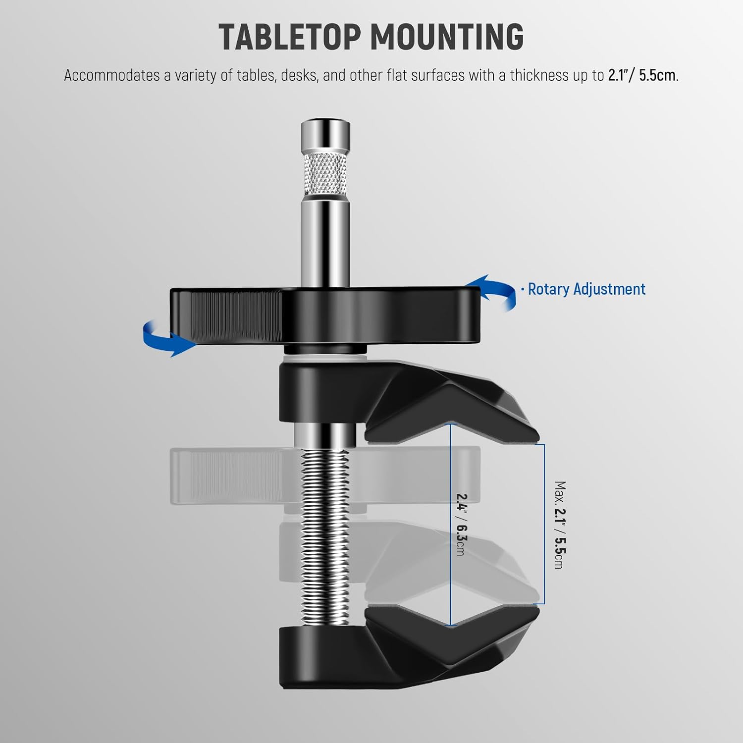 Thumbnail 4 de NEEWER 2" End Jaw Grip Clamp with 5/8" Stud (UA015) for C Stands and Tubular Supports