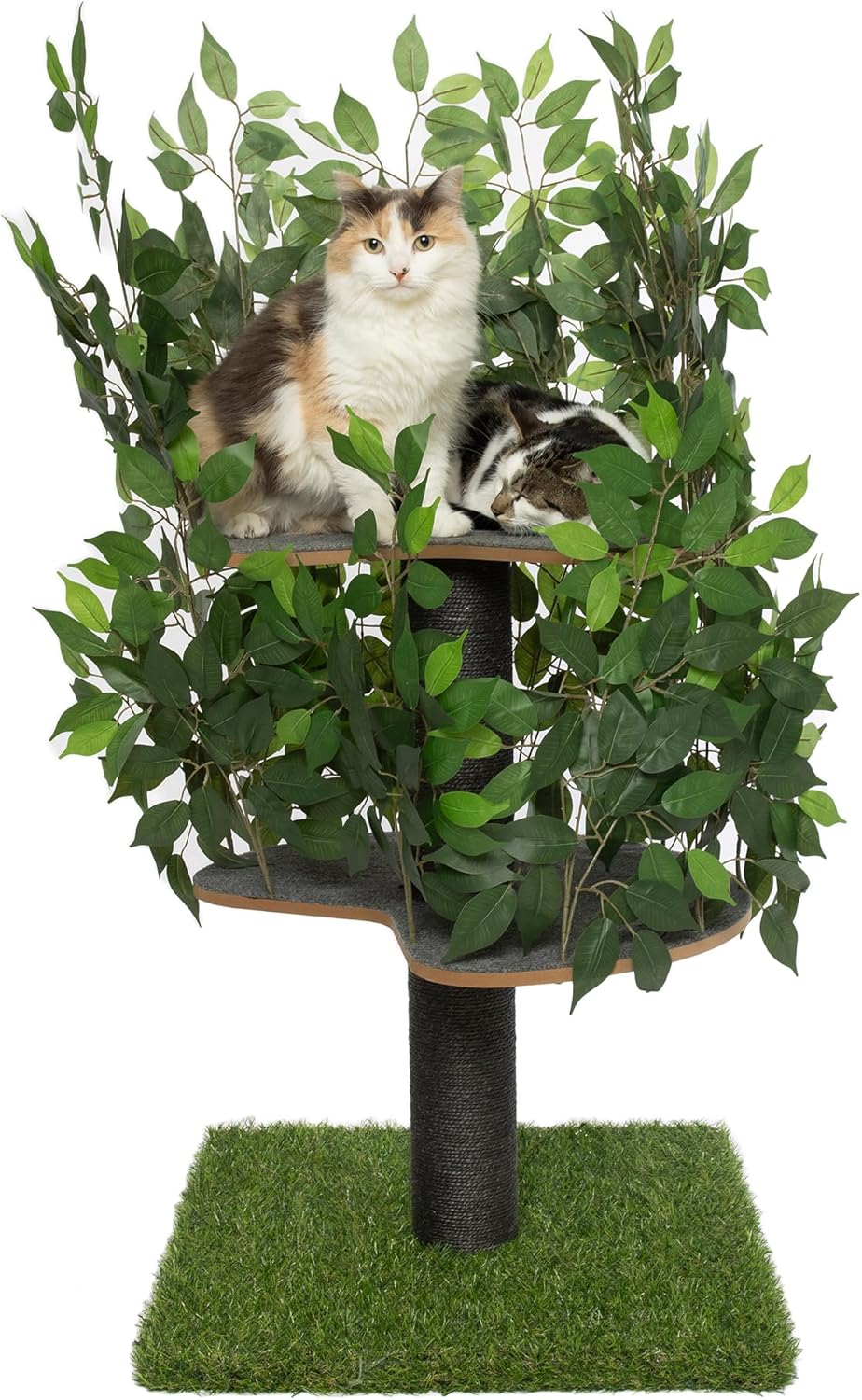 Detalle de Kratzbaum Natur 120 cm – Klettern, Verstecken und Schlafen mit austauschbaren Blättern