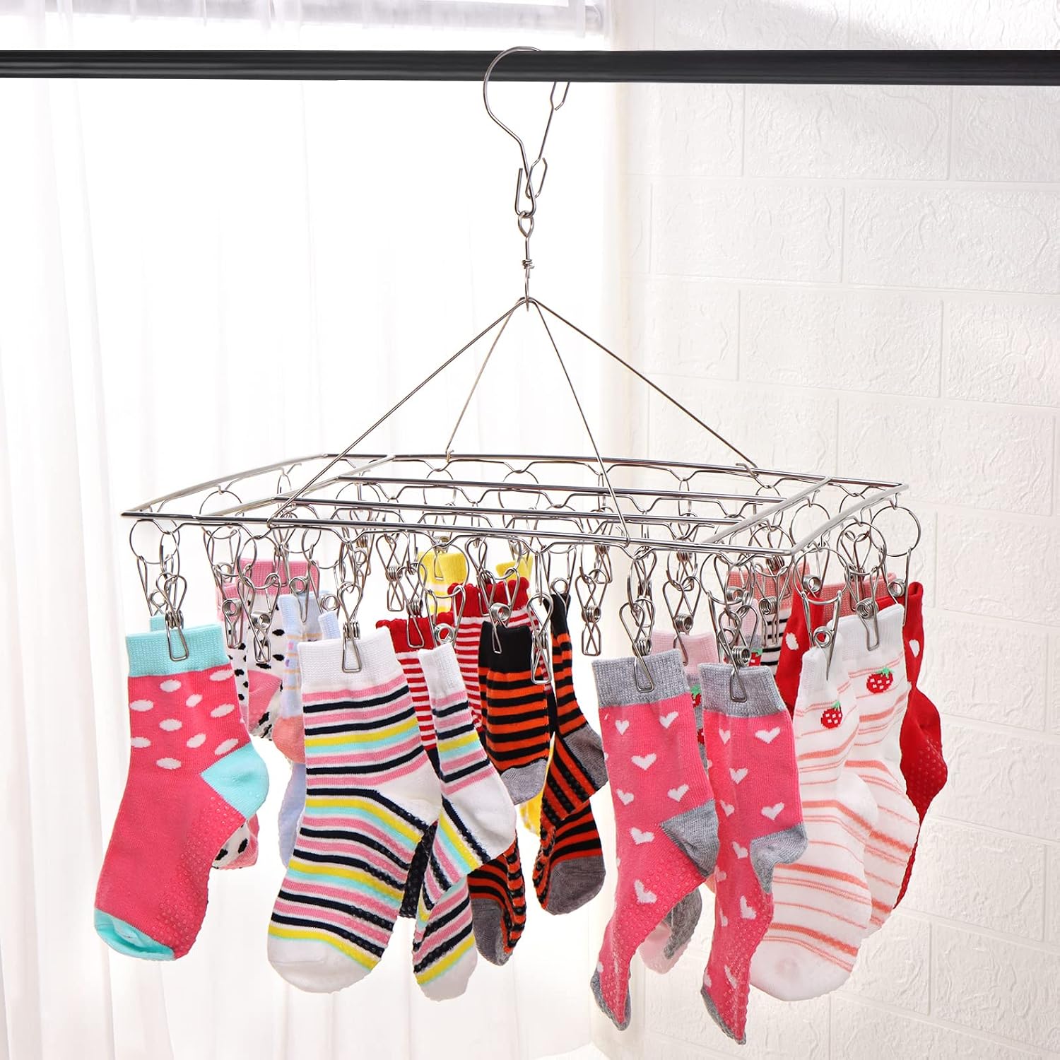 Thumbnail 6 de Sinnsally Folding Sock Dryer with 36 Pegs: Stainless Steel Drying Rack for Socks and Small Garments