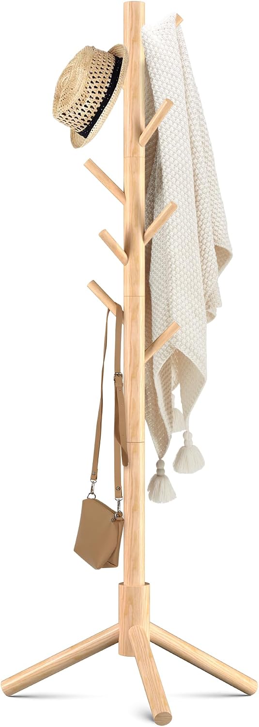 Detalle de Haddockway Wooden Coat Rack with 8 Hooks ⚙