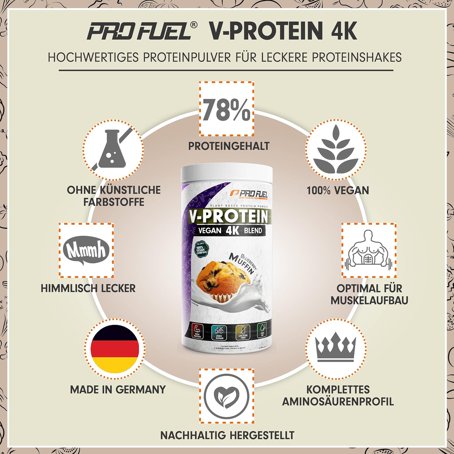 Detalle 2 de V-PROTEIN Vegan Protein Blueberry 750 g