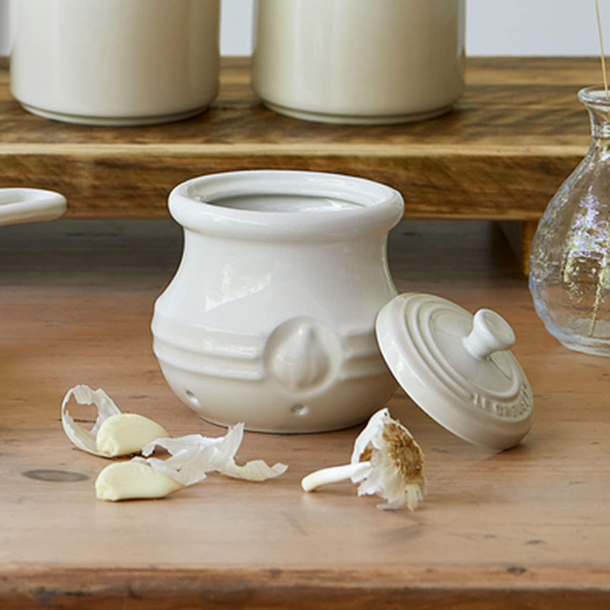 Thumbnail 1 de Le Creuset Bote para Ajos Cerámico Gres Meringue 🧄