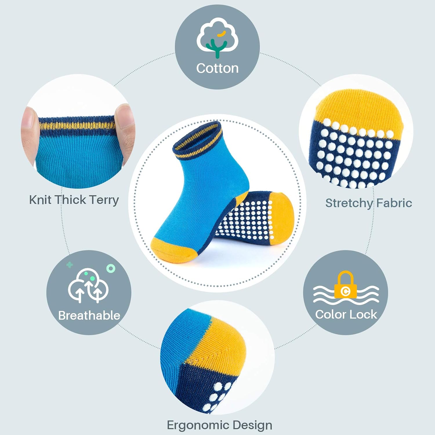 Thumbnail 2 de Baby Toddler Crew Socks, 12-Pack with Cotton Blend and Non-Slip Grips