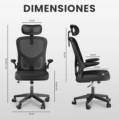 Detalle de JUPPLIES Silla Escritorio Ergonómica: ajuste completo para jornadas largas