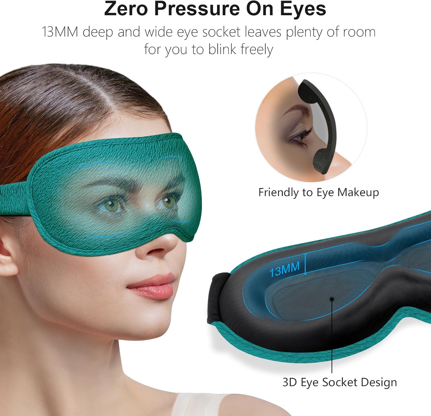 Detalle de Gritin Blackout Sleep Mask โ Ergonomic 3D Cutout ๐ด