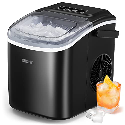 Detalle de Silonn Countertop Ice Maker Machine with 9 Cubes in 6 Minutes – 12 kg/24h, 2 Ice Sizes, Self-Cleaning, Includes Scoop and Basket