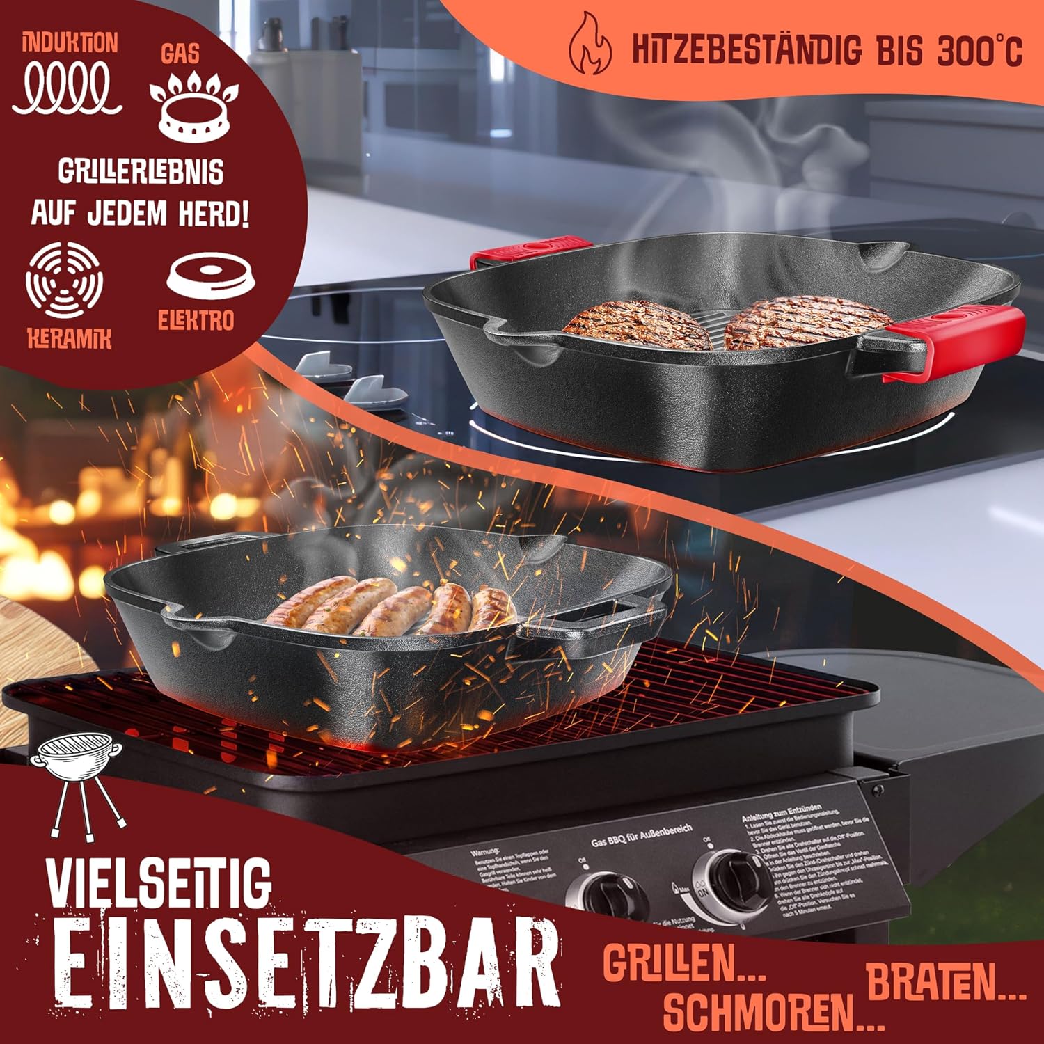 Detalle de KESSER® Sartén de hierro fundido para inducción 30 cm
