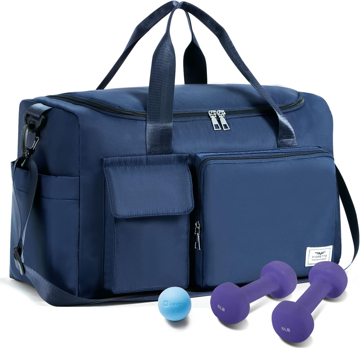 Detalle de FIORETTO Gym Bag with Wet Pocket and Shoe Compartment – 30L, Foldable & Water-Resistant