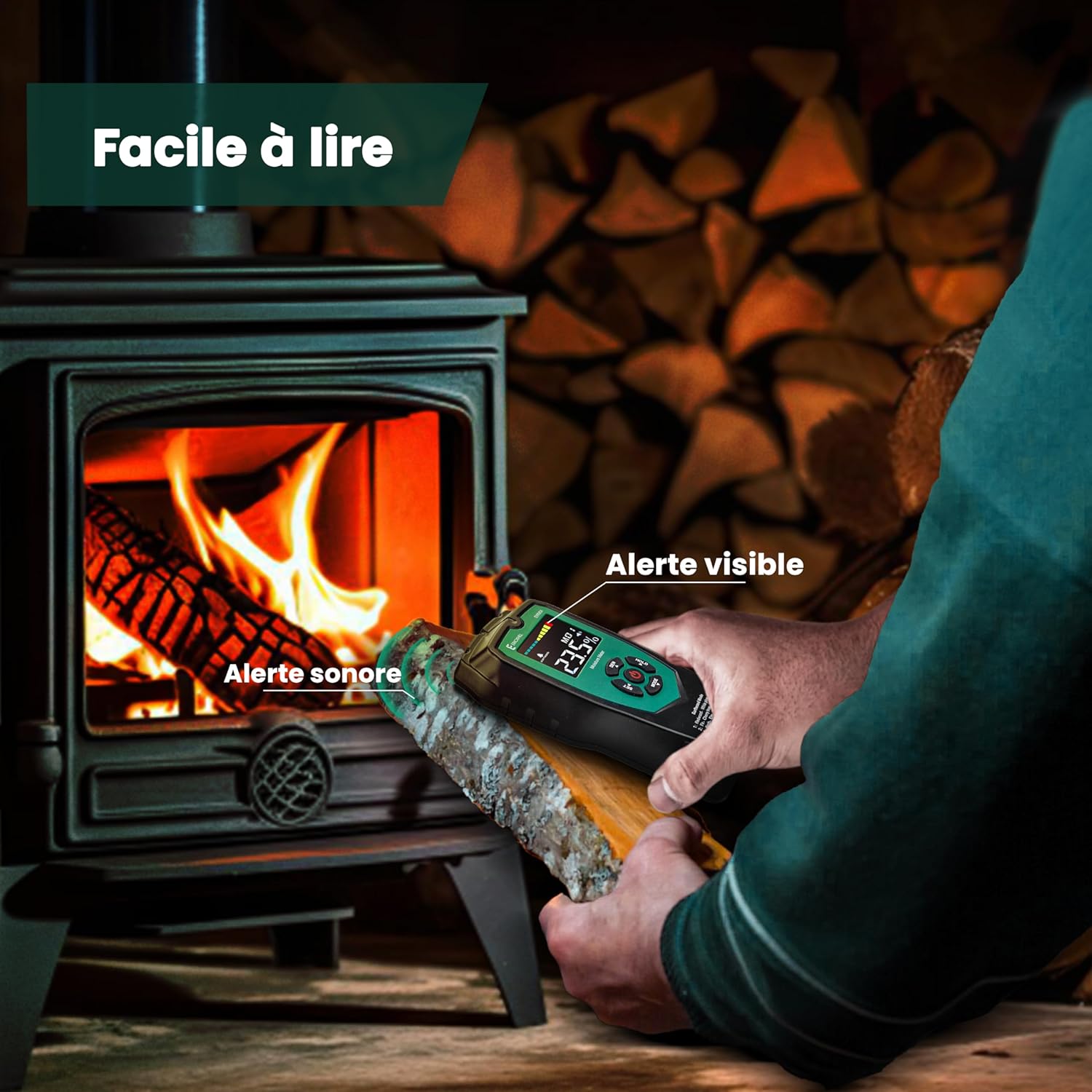 Thumbnail 4 de ERICKHILL Humidimètre non invasif en bois – 4 modes, écran LCD rétroéclairé, détection humidité pour bois, cloison sèche et maçonnerie