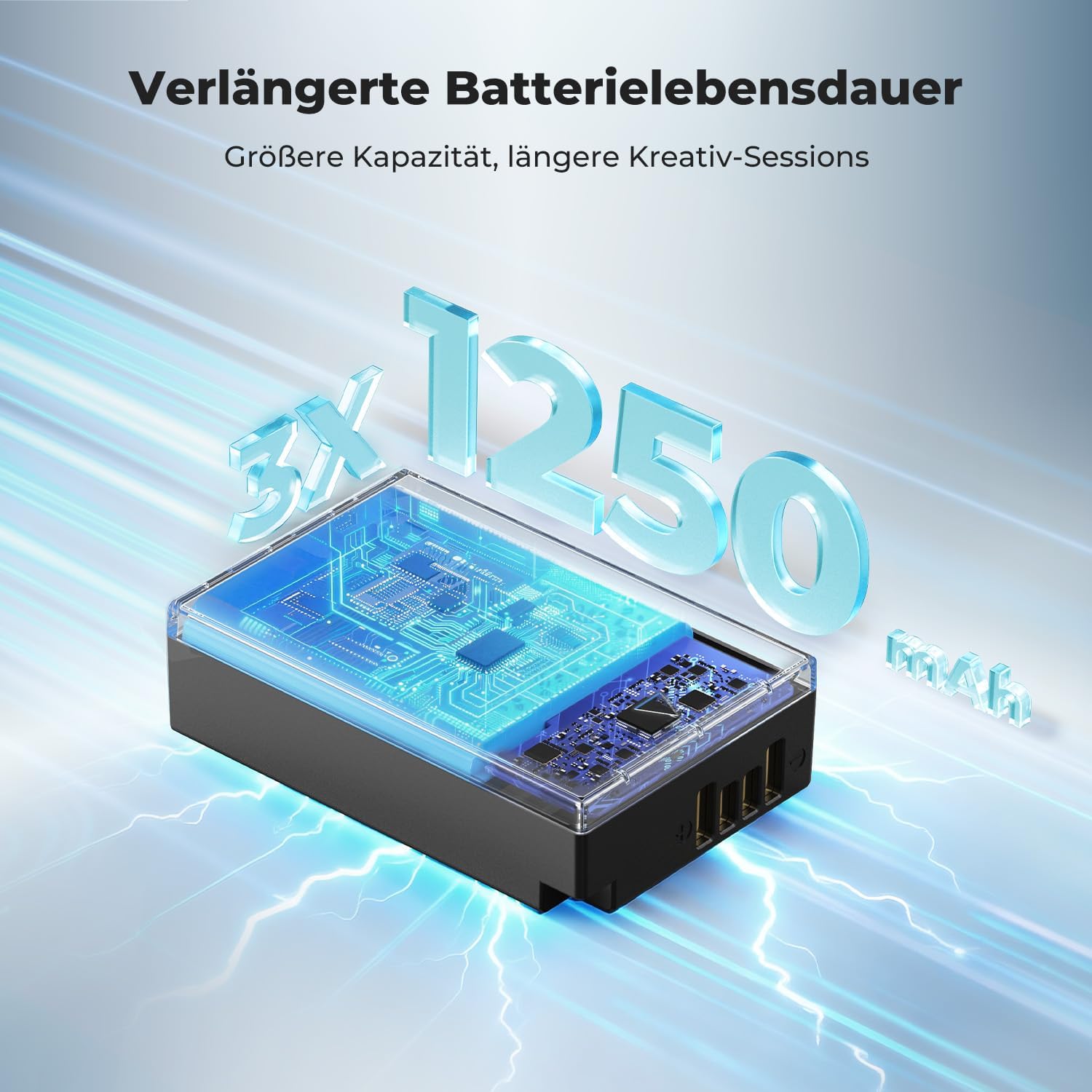 Thumbnail 2 de K&F CONCEPT 3er-Set LP-E17 1.250 mAh Akku + 3-Schacht-Ladegerät mit LCD (für Canon EOS)