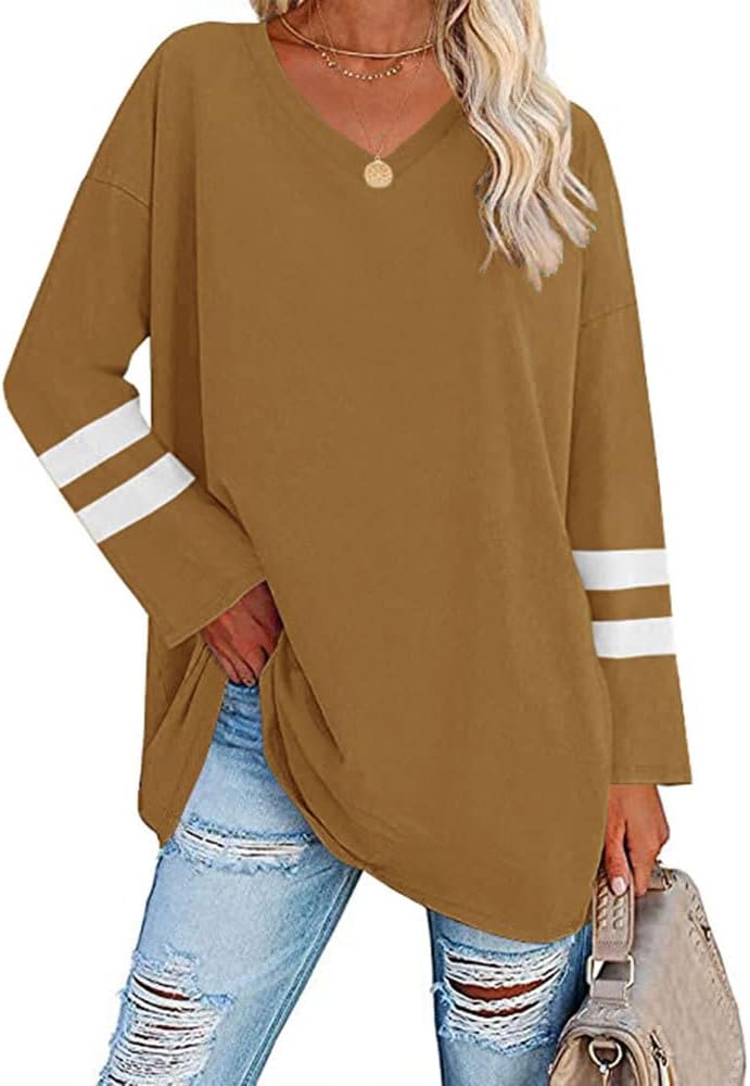 Detalle de Famulily Women's Striped Long Sleeve T Shirt Tunic Top – Cotton Comfortable Everyday Wear