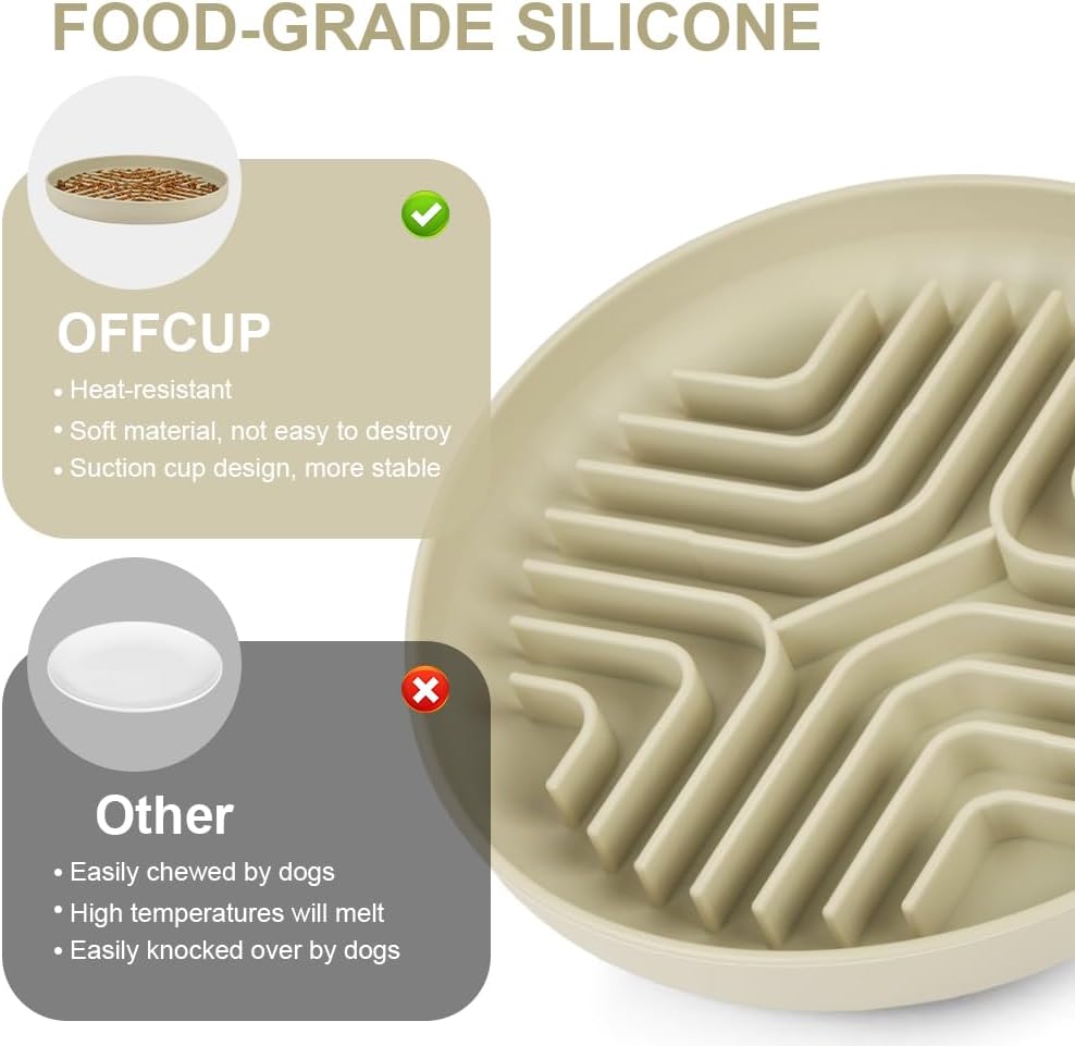 Thumbnail 2 de OFFCUP Slow Feeder Dog Bowl (Anti-choke, anti-bloat) with suction cup – silicone, beige