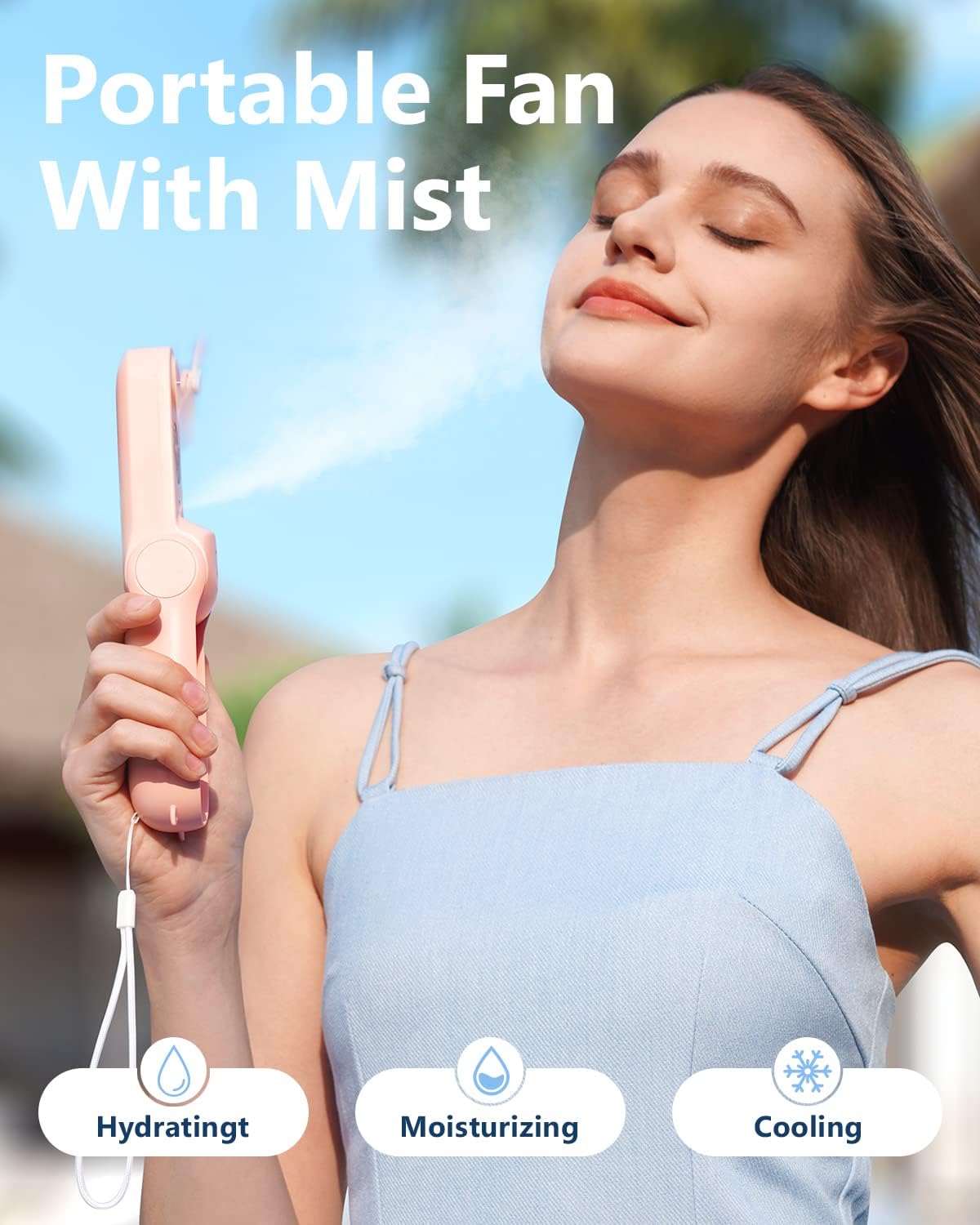 Thumbnail 1 de SWEETFULL Misting Fan Portable: Compact Handheld Personal Mister with 2000mAh Battery (Pink)
