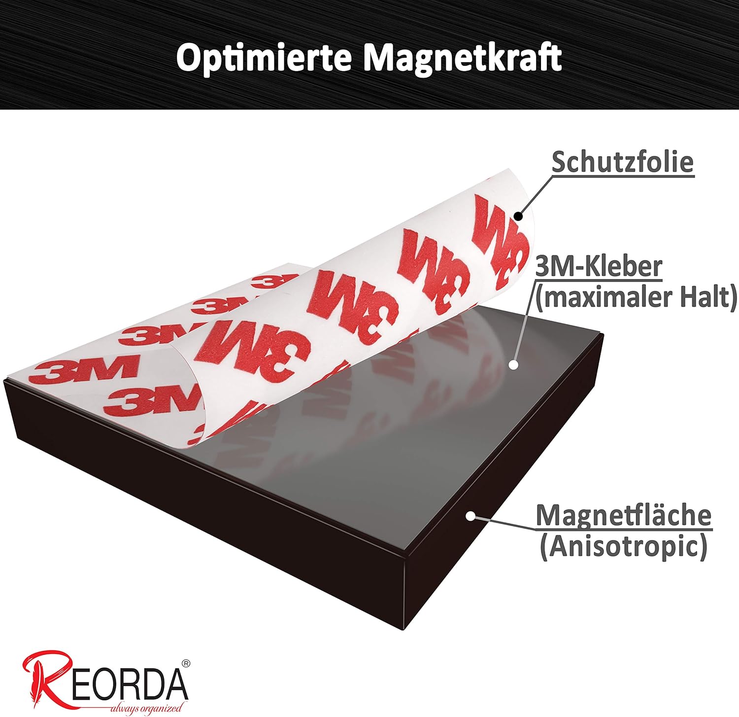 Thumbnail 2 de REORDA® Magnetplättchen selbstklebend – 300 Magnetstreifen mit 3M-Kleber