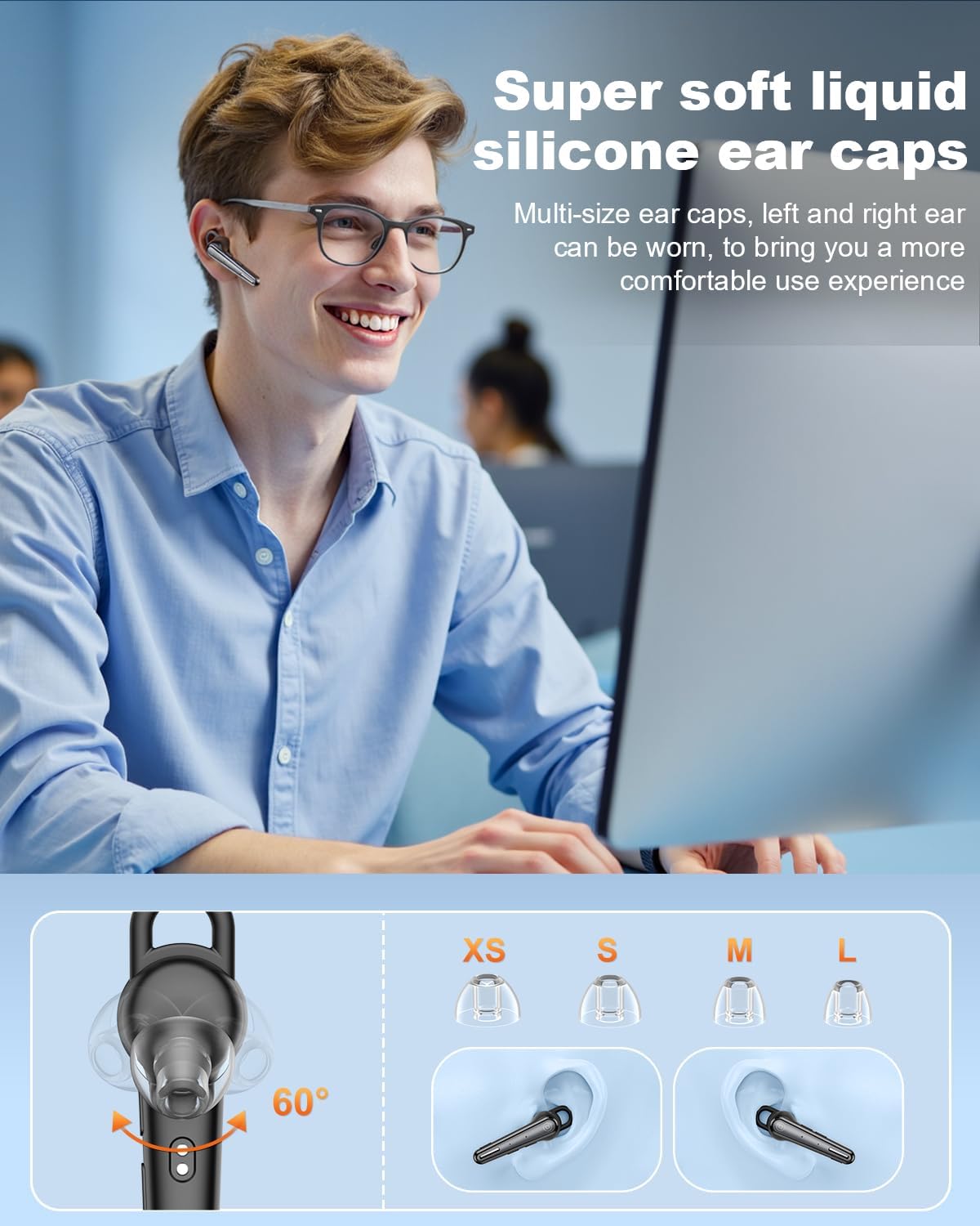 Thumbnail 6 de New Bee Bluetooth Headset V5.1 with Dual ENC Mic & 500mAh Charging Case (up to 50Hrs) – hands-free for driving, office & business