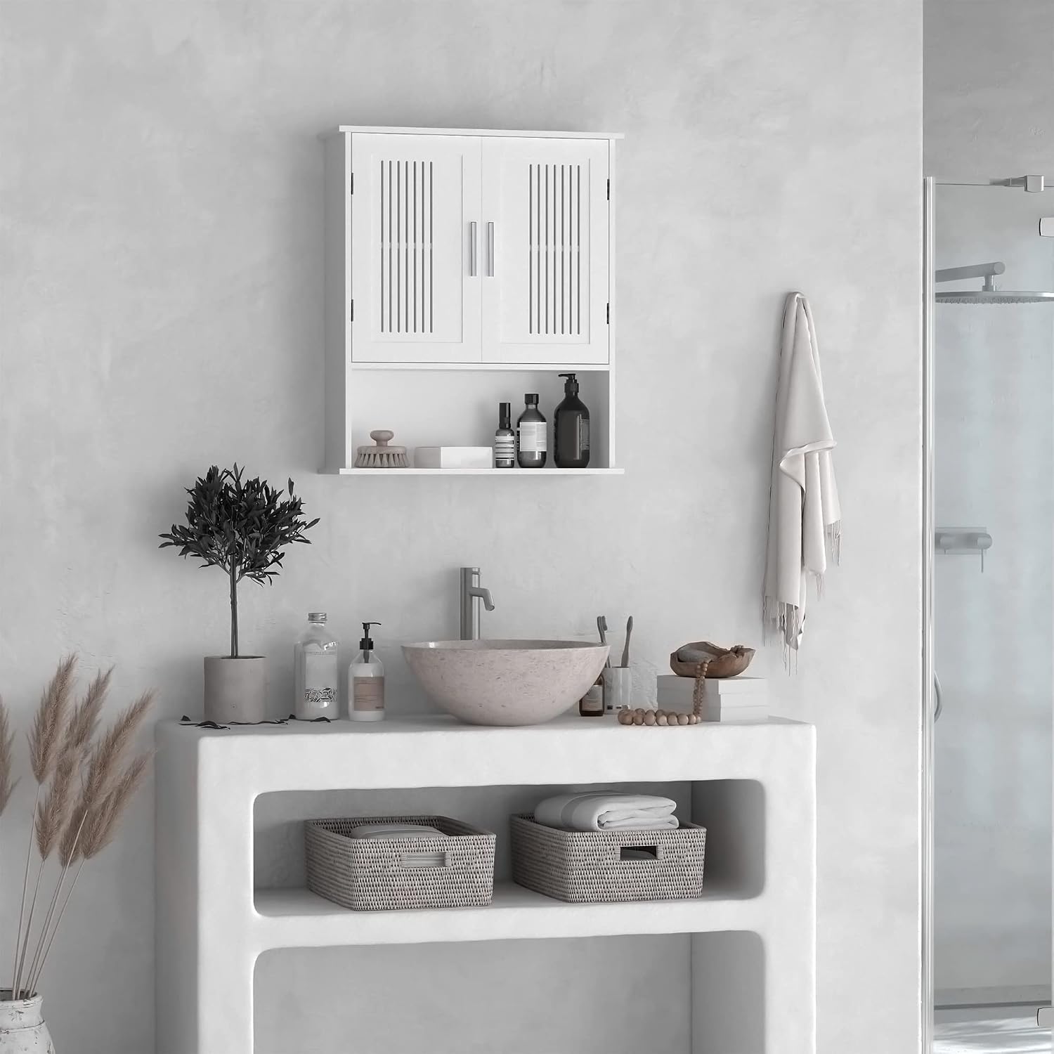 Detalle 2 de kleankin Armoire Murale 60 x 20 x 70 cm