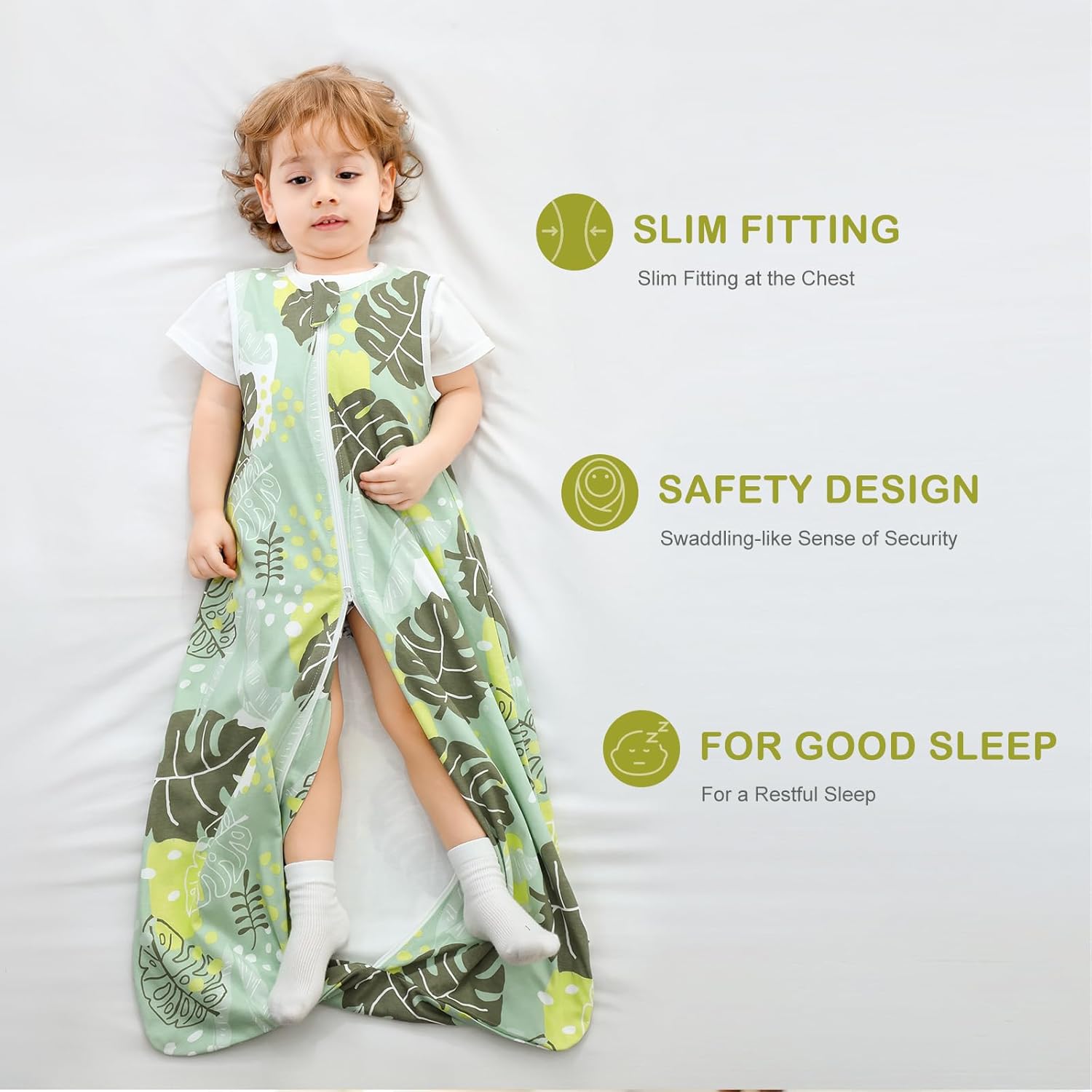 Thumbnail 1 de Nivolltha 2 Pack Super Soft 0.5 TOG Baby Sleeping Bags – 100% Cotton, Breathable Summer Wearable Blankets (18-36 Months)