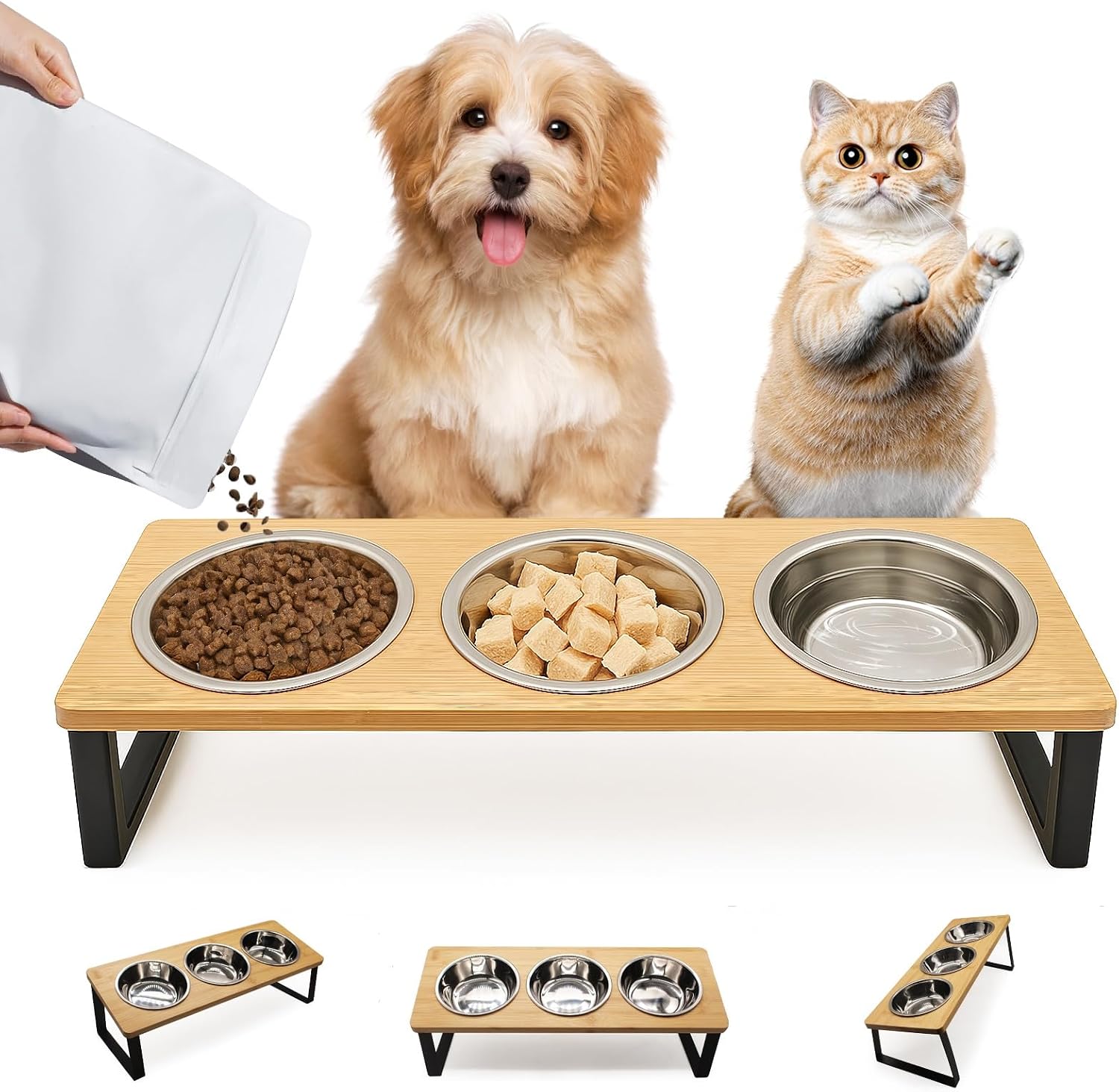 Detalle de Tilted Elevated Cat Bowls with Stand