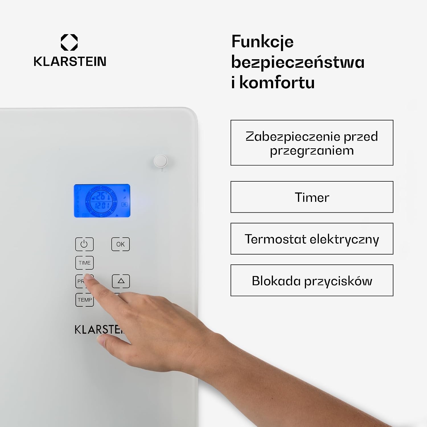 Thumbnail 5 de Klarstein konvektorelement 1000 W med termostat, hjul och LCD-panel