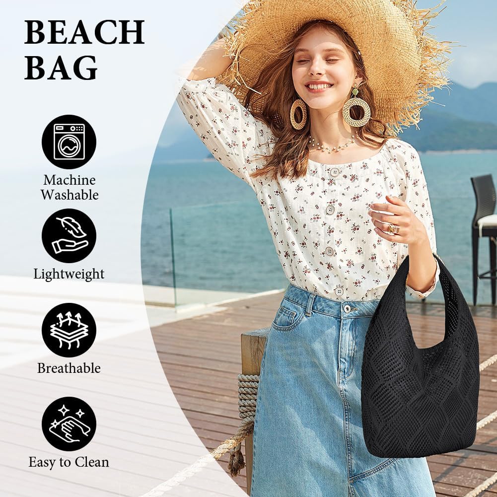 Thumbnail 5 de Aucuu Women Knitted Handbags: Retro Hollow Woven Shoulder Bag