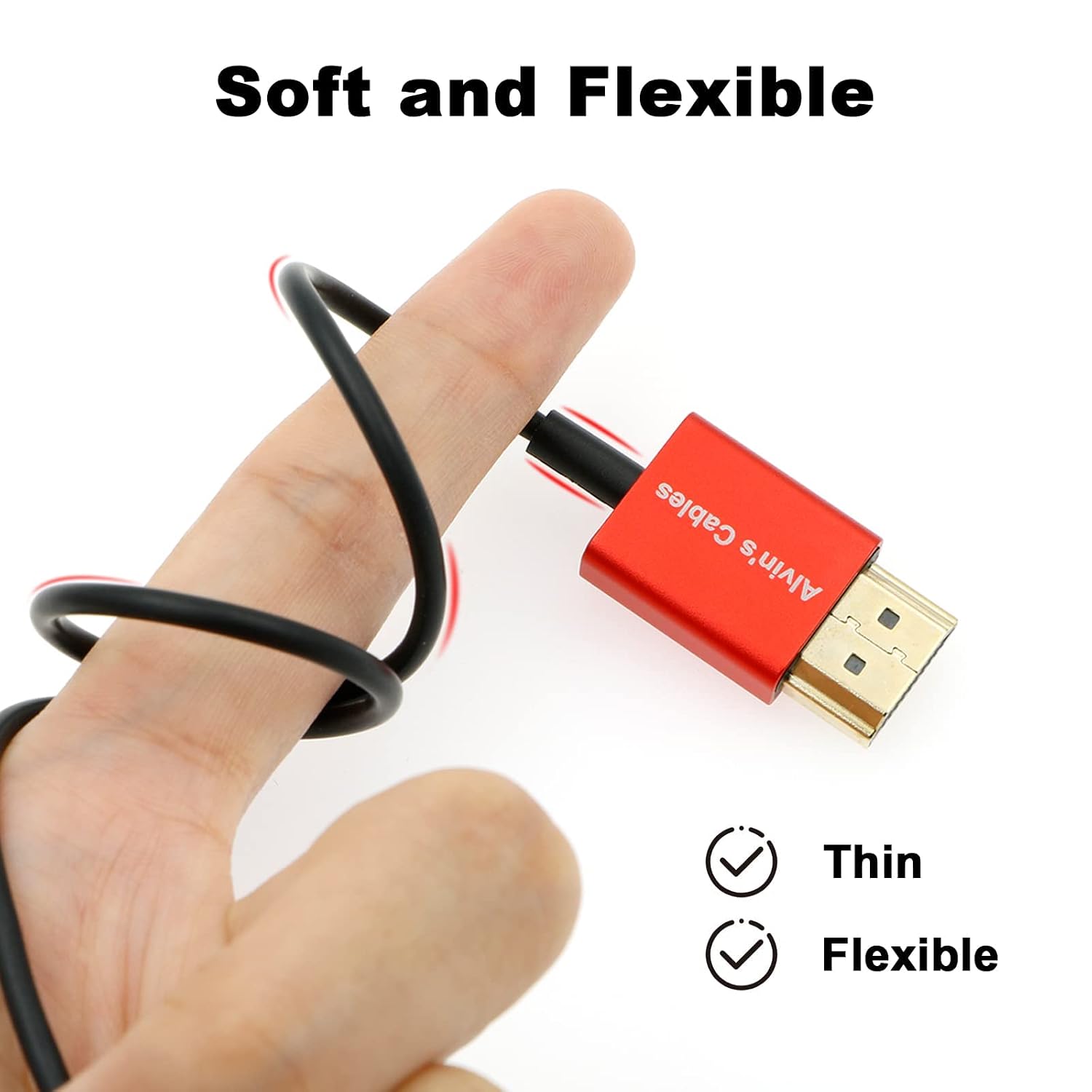 Detalle 2 de Alvin’s Cables 2.1 Micro‑HDMI to HDMI 48Gbps cable