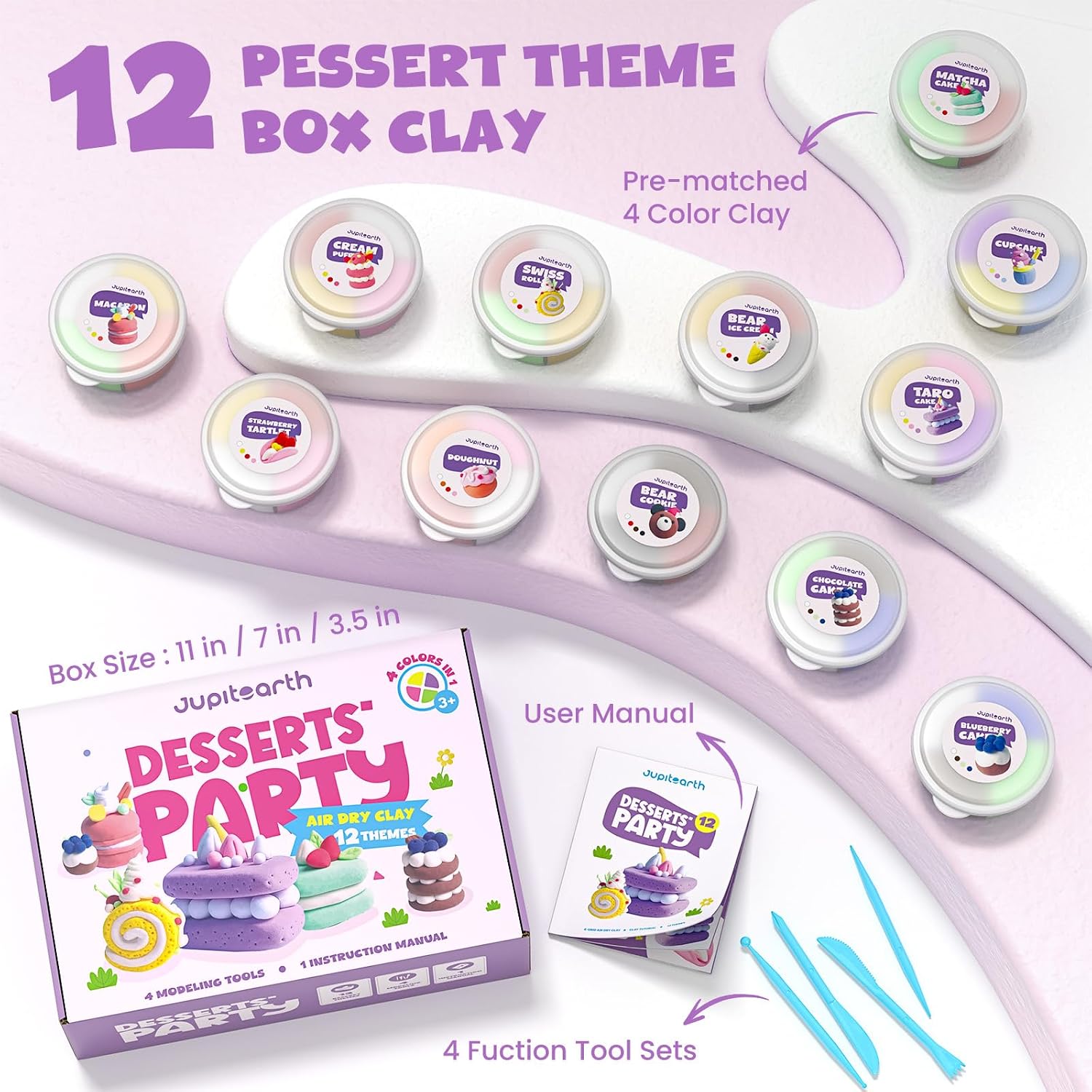 Detalle de JUPITEARTH Air Dry Clay kit, 12 desserts