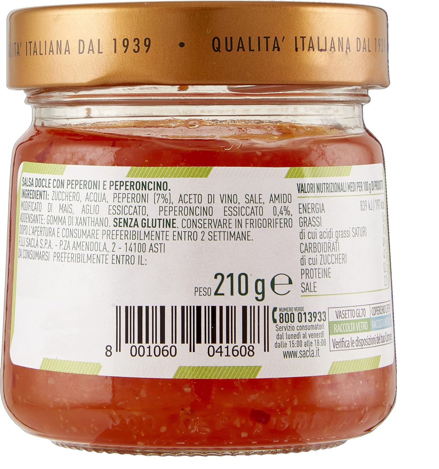 Detalle 2 de Saclà Salsa alla Thai 210g 🍽