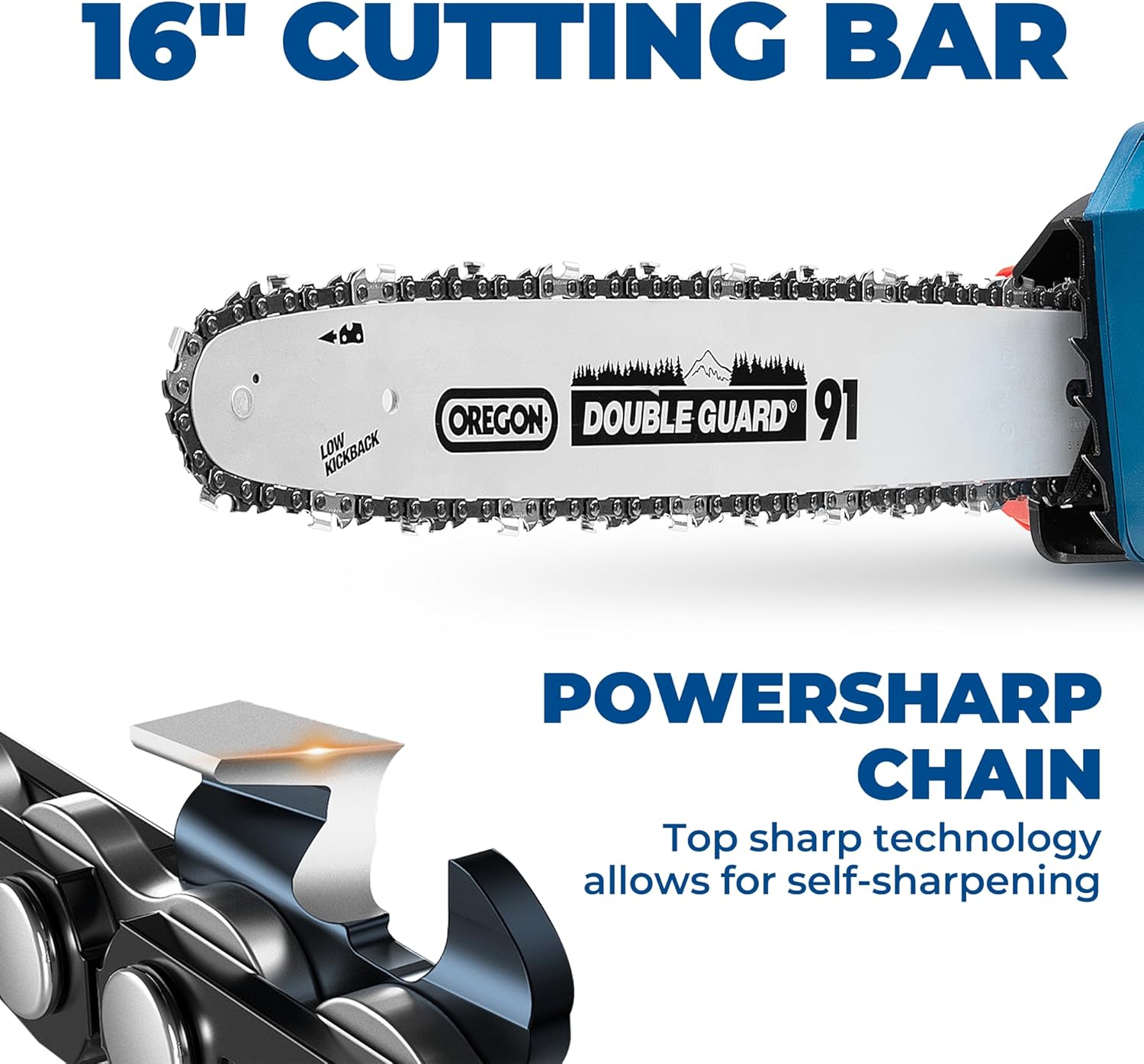Detalle 2 de Dong Cheng 40V MAX Brushless Cordless Chainsaw 16"