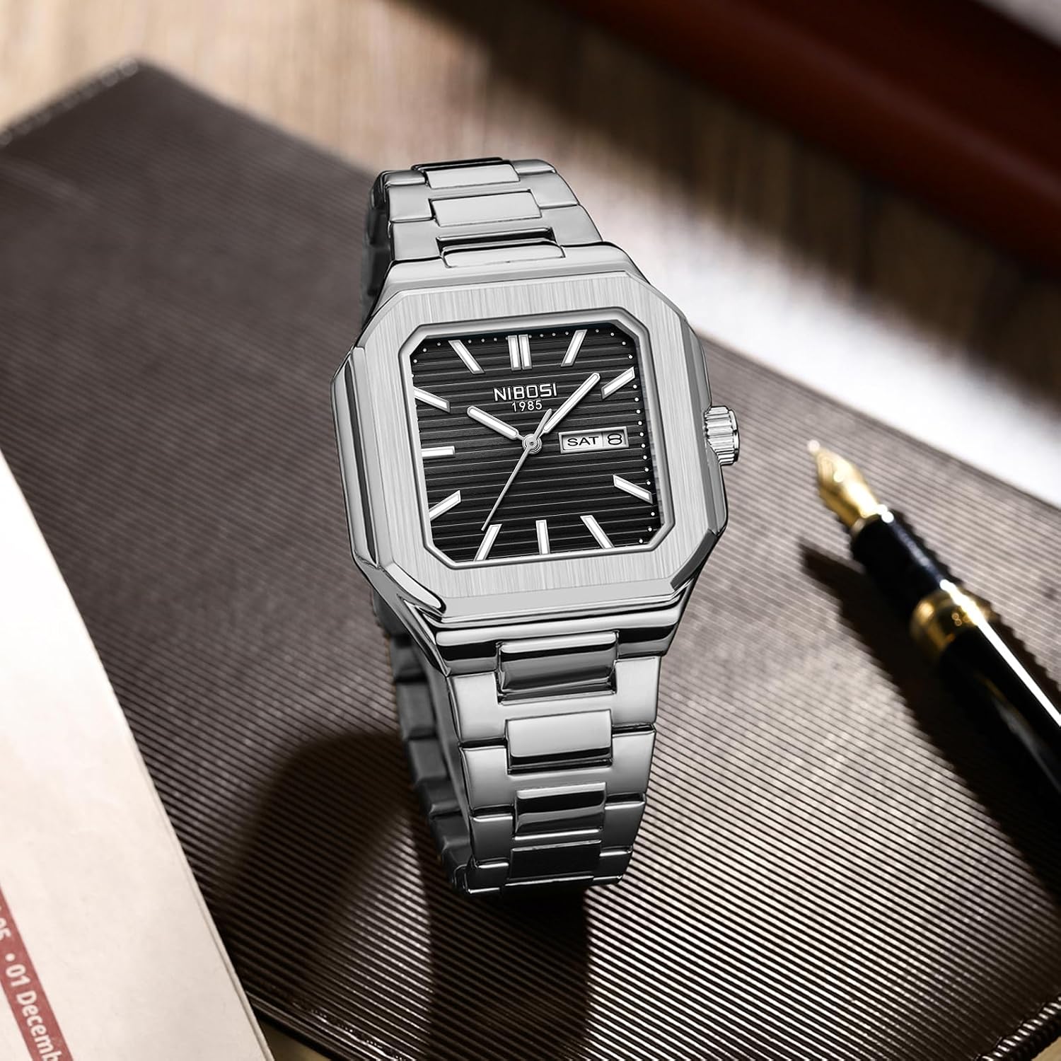 Thumbnail 4 de NIBOSI Orologio analogico da uomo quadrato