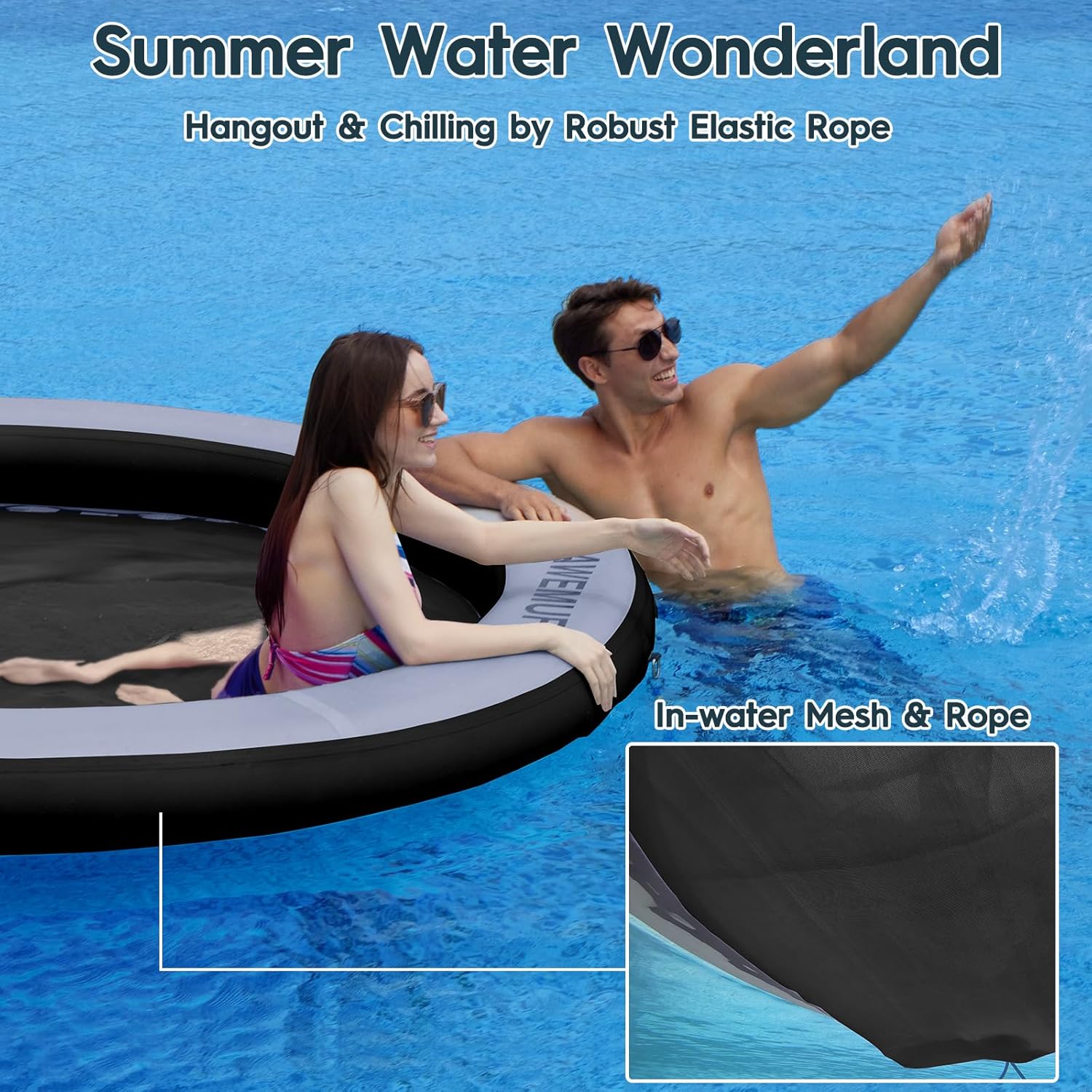 Thumbnail 5 de AWEMUFA Water Hammock Floating Island — 6/8/10/12 ft Heavy-Duty Round Ring with Mesh, Ideal for Lakes and Pools