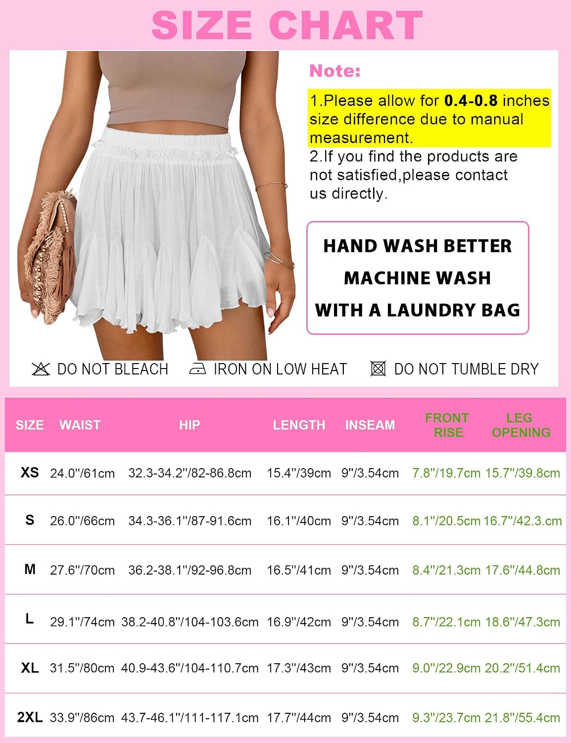 Thumbnail 6 de Women's Flowy Linen Boho Ruffle Mini Skorts with Pockets – High-Waist Casual Shorts