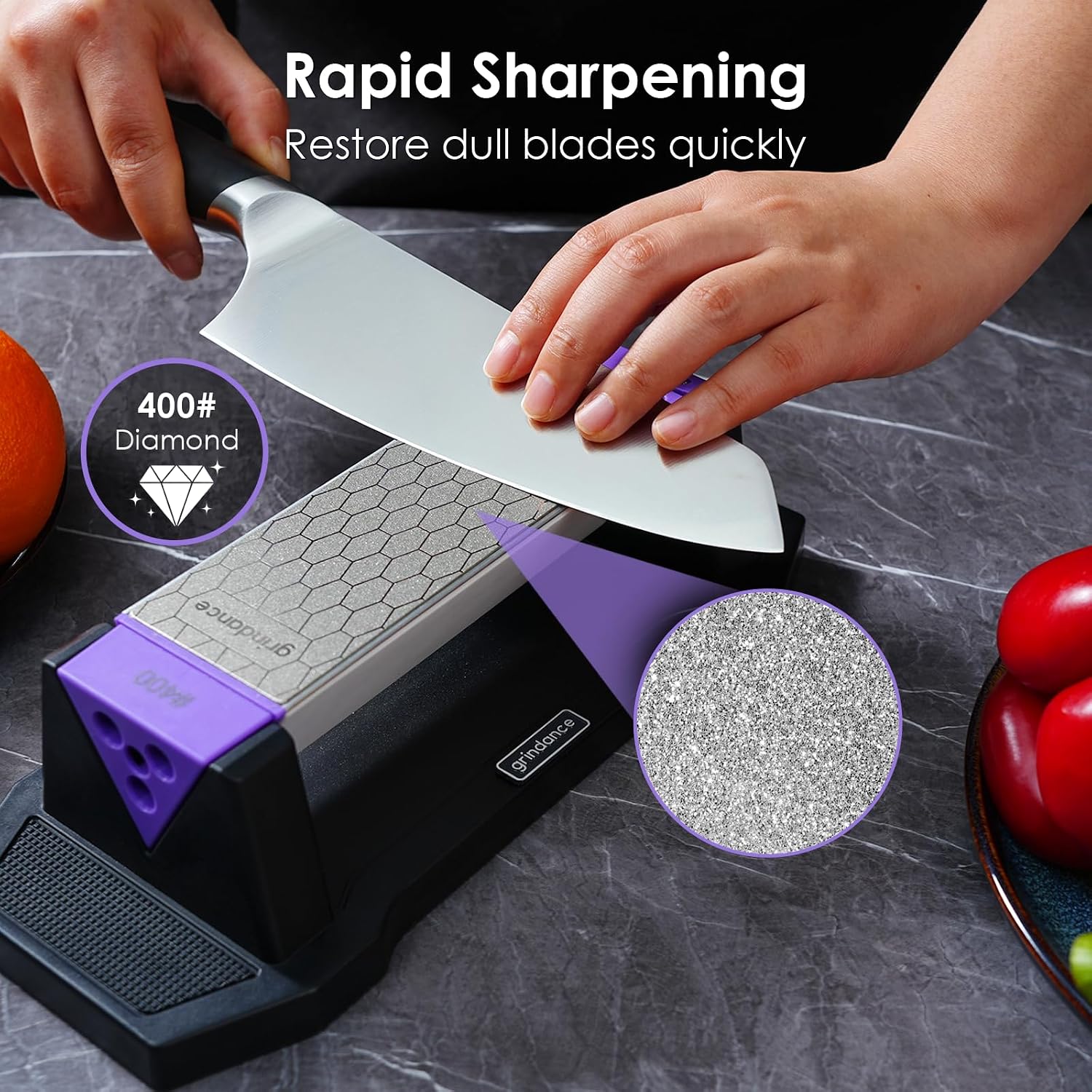 Thumbnail 5 de Grindance 3-Sided Diamond Sharpening Stone, 400/1000/8000 Grit with Angle Guide