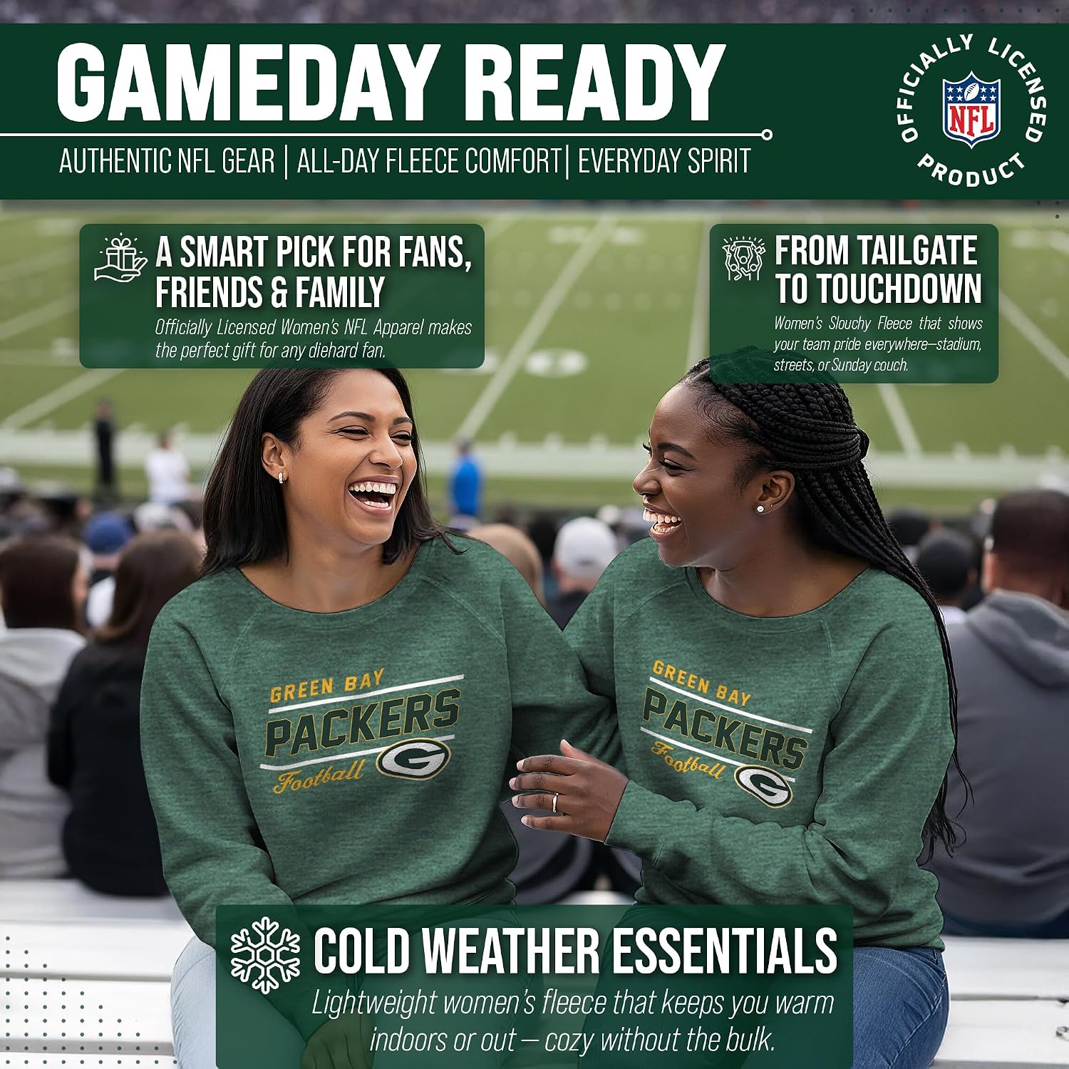 Detalle 2 de NFL Women's Crewneck Sweatshirt, French Terry