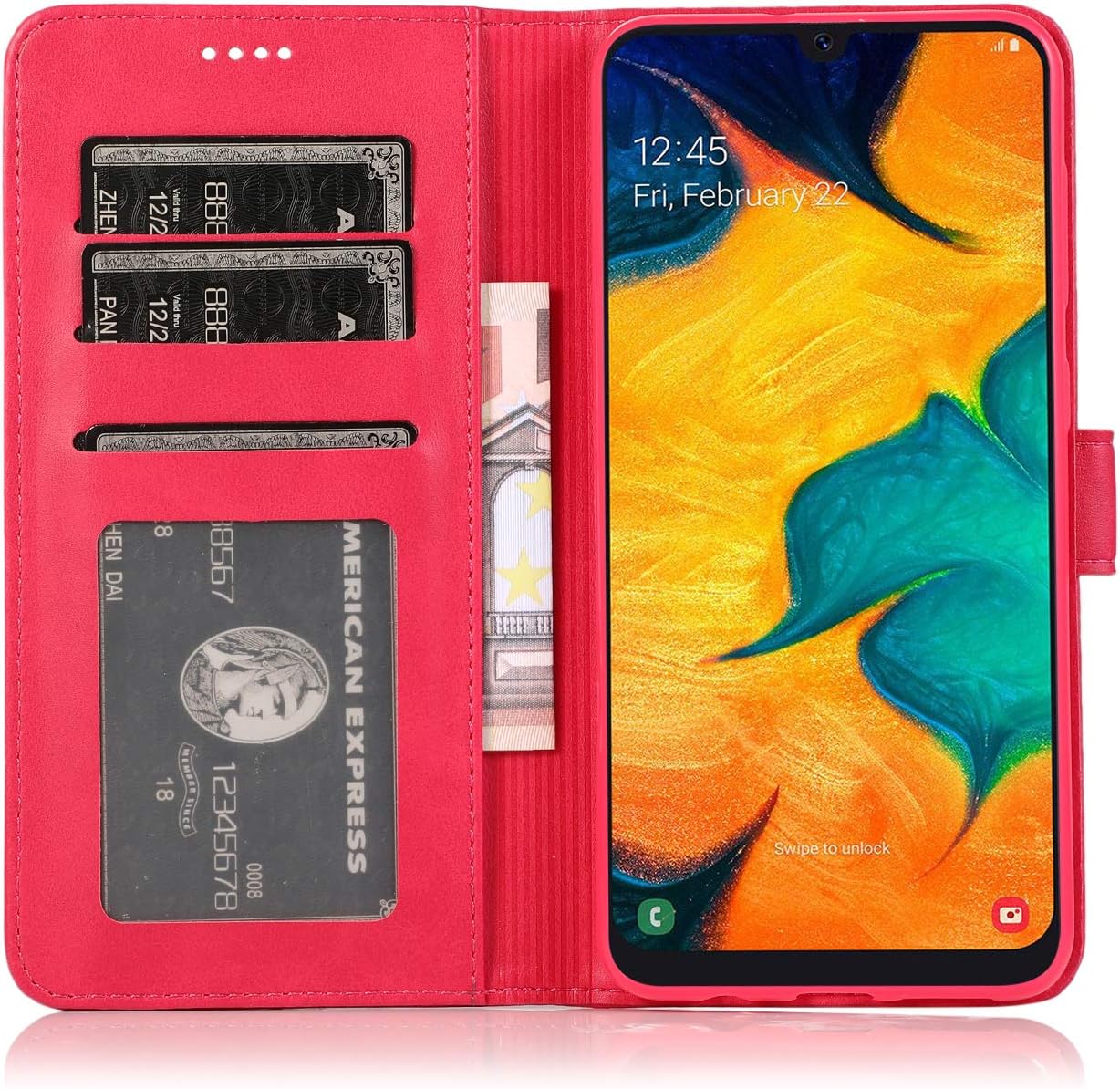 Thumbnail 1 de CTIUYA Schutzhülle mit Kartenhalter für Samsung Galaxy A20e – Flip Wallet Case mit Magnetverschluss, Rosenrot