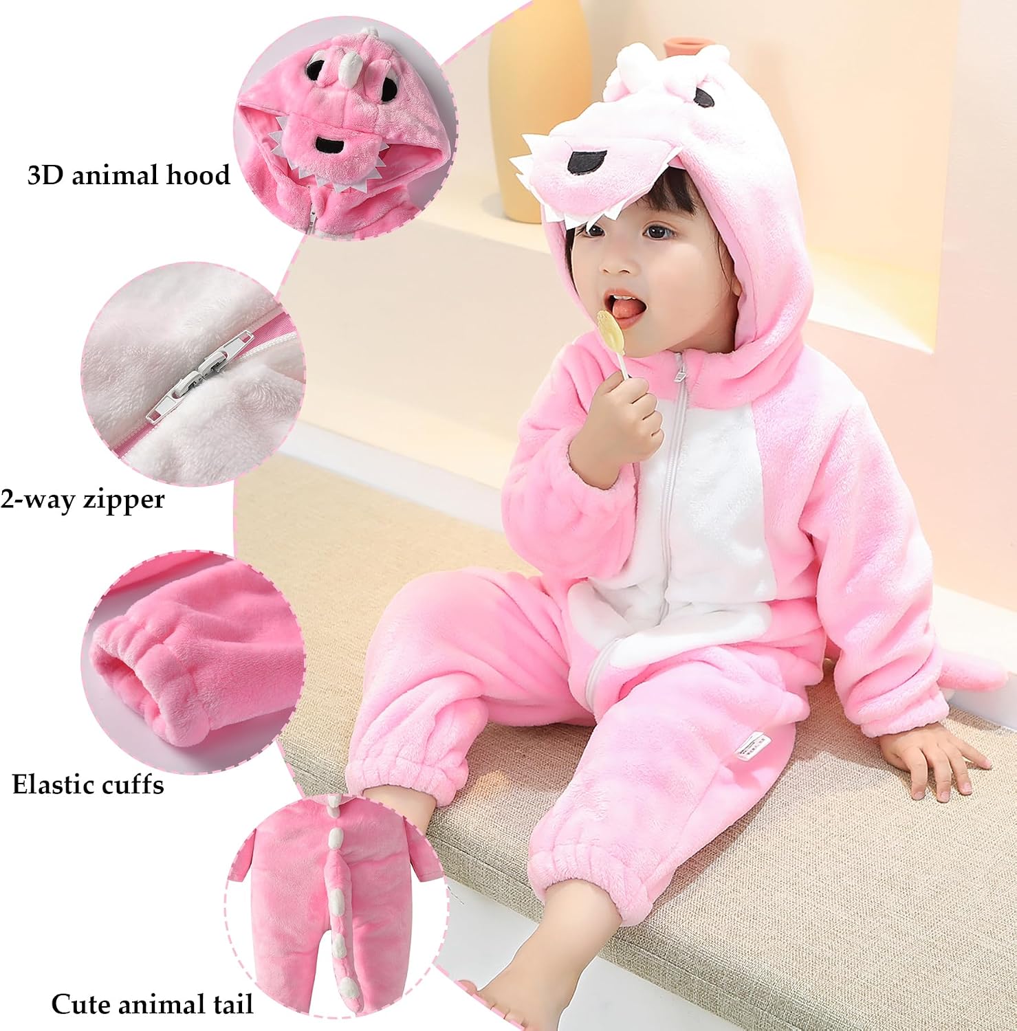 Detalle 2 de TONWHAR Costume002 Kids’ Animal Onesie Costume and Baby Romper