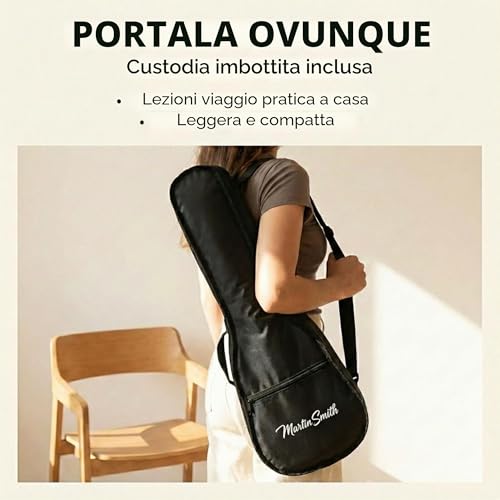 Detalle de Martin Smith Ukulele Soprano 21" Starter Set Nero: l’ingresso giocoso nel mondo della musica