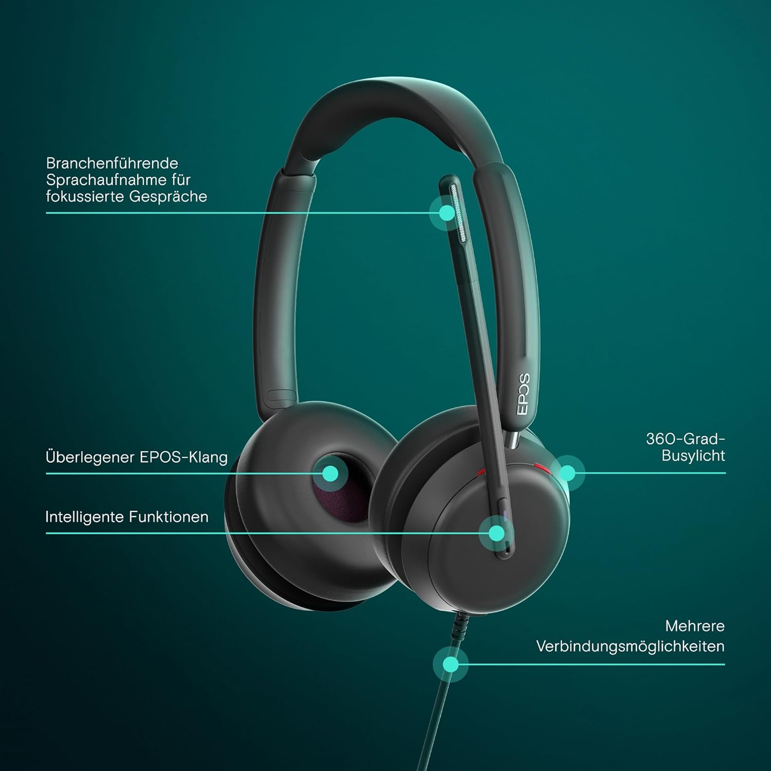 Thumbnail 1 de EPOS IMPACT 860T ANC – doppelseitiges kabelgebundenes Headset mit Active Noise Cancelling (Microsoft Teams zertifiziert)