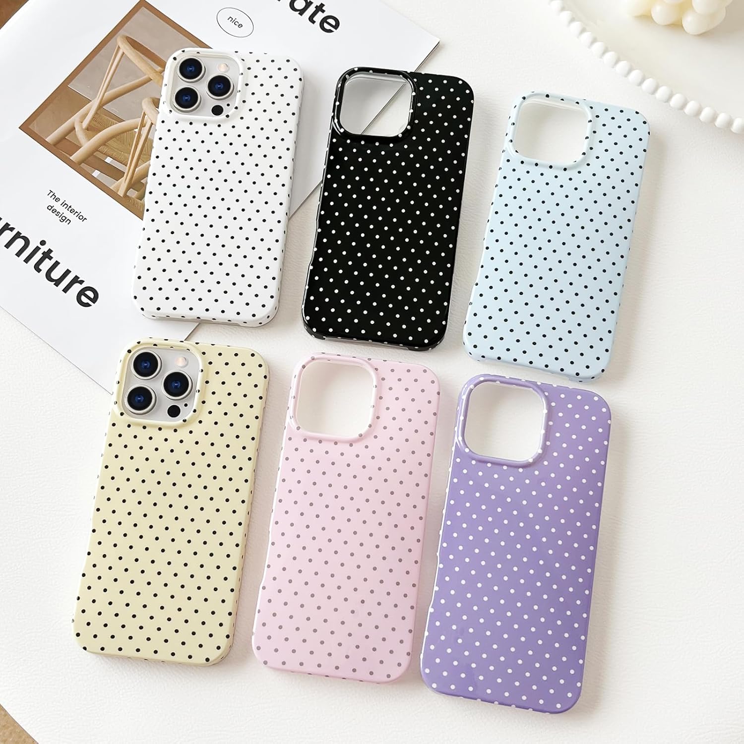 Thumbnail 6 de SmoBea iPhone 16 Pro Case – Cute Polka Dot, Yellow, Slim TPU Shield