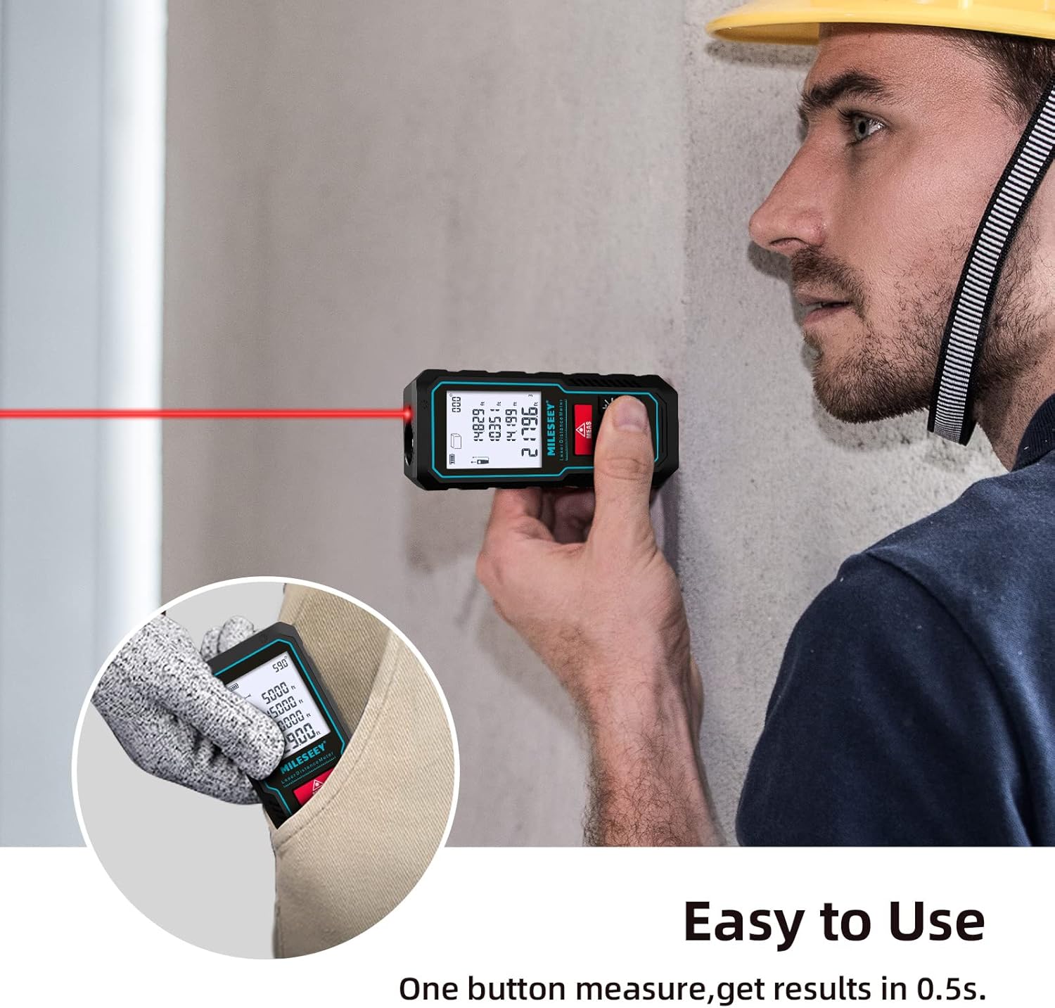 Thumbnail 5 de MiLESEEY 70M Laser Measure Device with Phone App (SMART LIFE) and Electronic Tilt Sensor