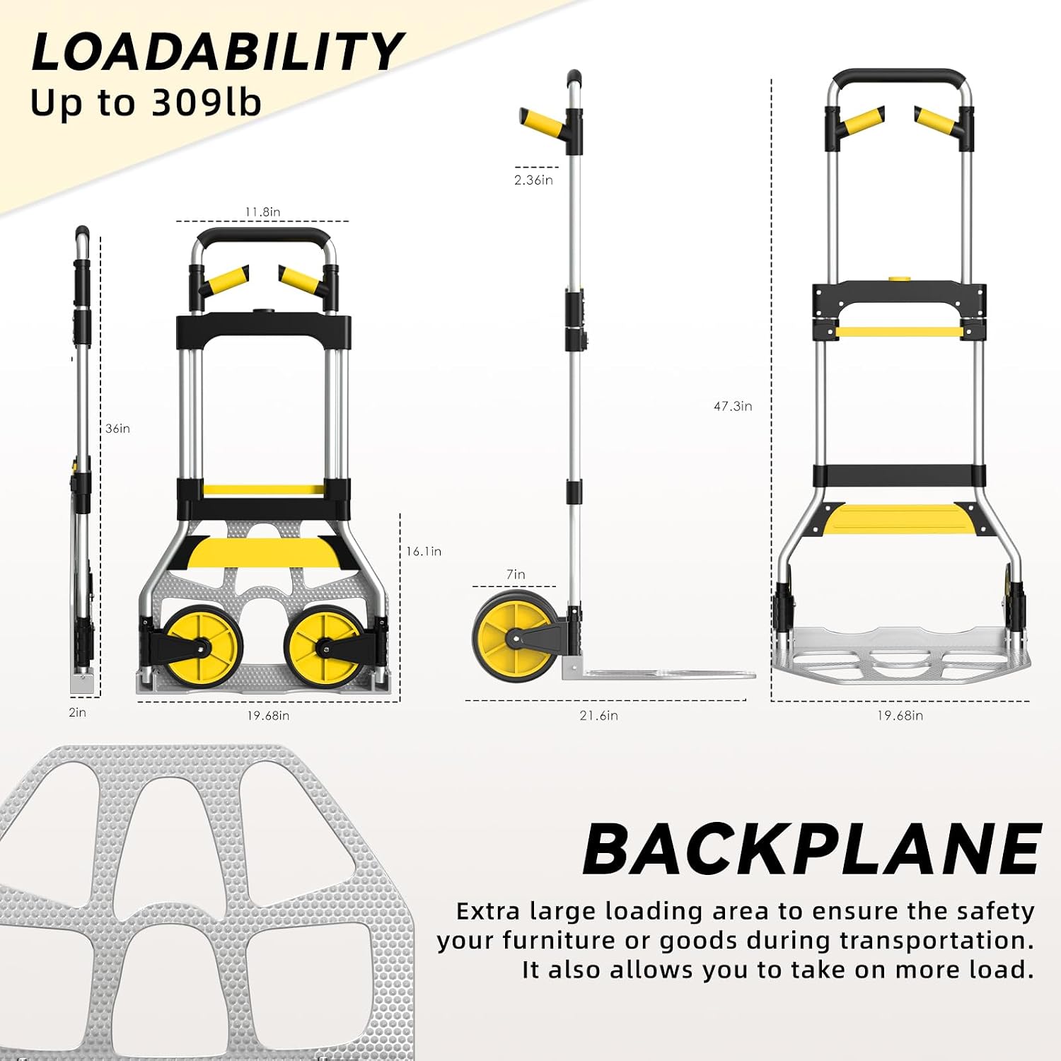 Thumbnail 4 de Leeyoung Folding Hand Truck, 309 lb Capacity