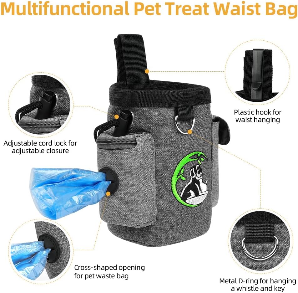 Detalle de Adiwo Small Dog Treat Bags: Waterproof Oxford Pouch with Waist Belt, Clicker and Dispenser