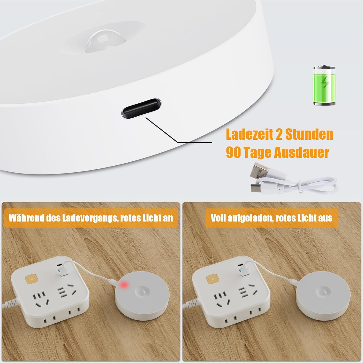 Detalle 2 de Electight DEHML15 nattlampa med rörelsesensor, 14 lysdioder och 6000 K kallvitt ljus, 6-pack